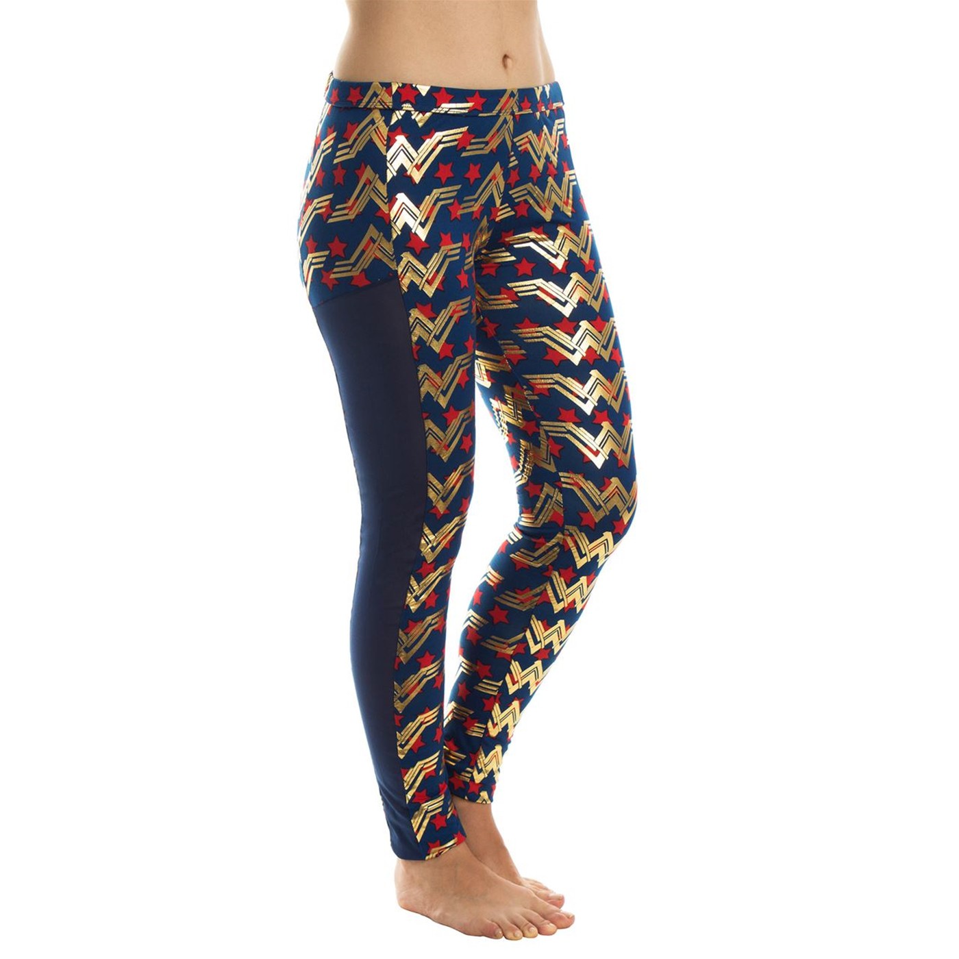 Wonder Woman Leggings w/Mesh Trim, Blue