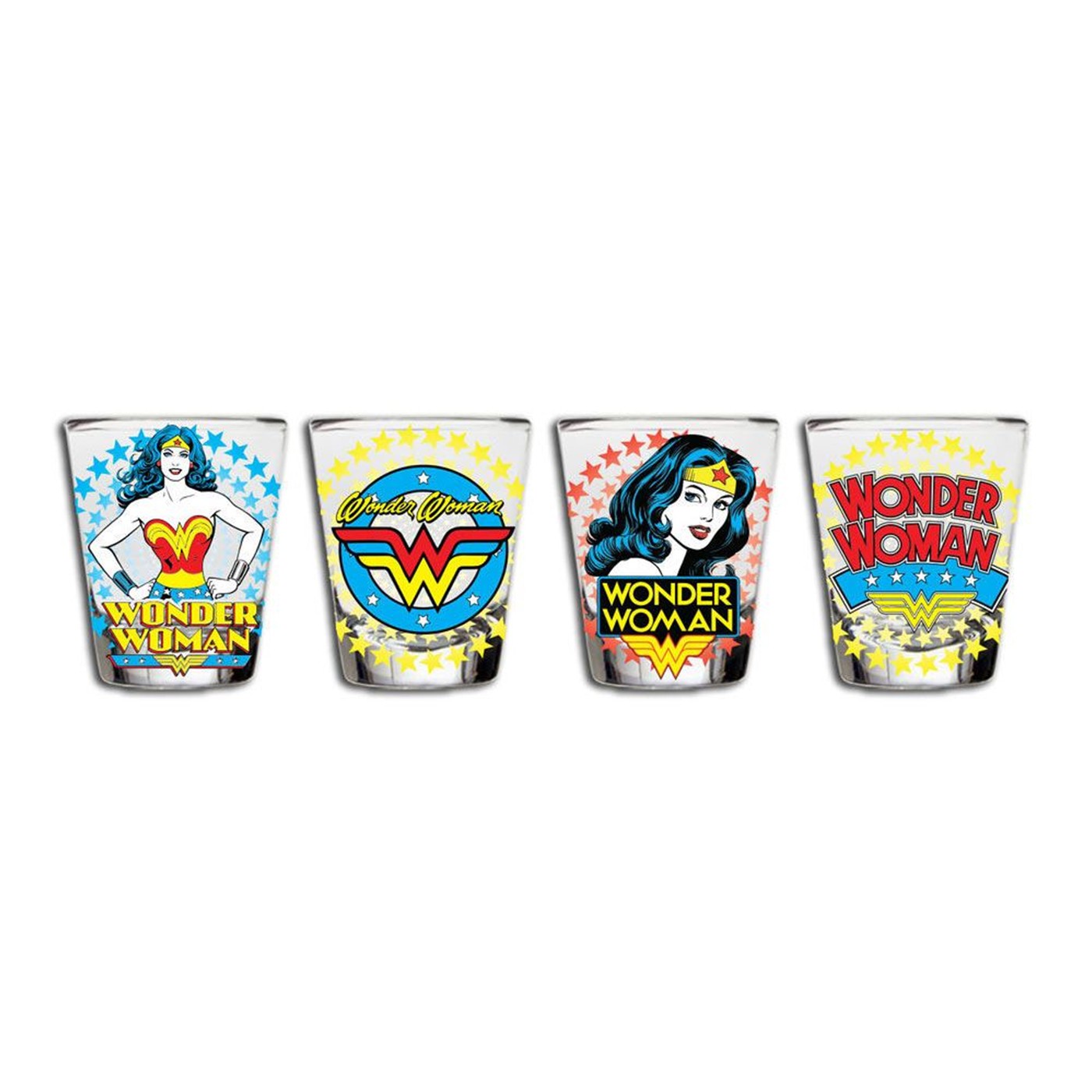 Wonder Woman Classic Comic Star Burst 4-Piece Shot Glass