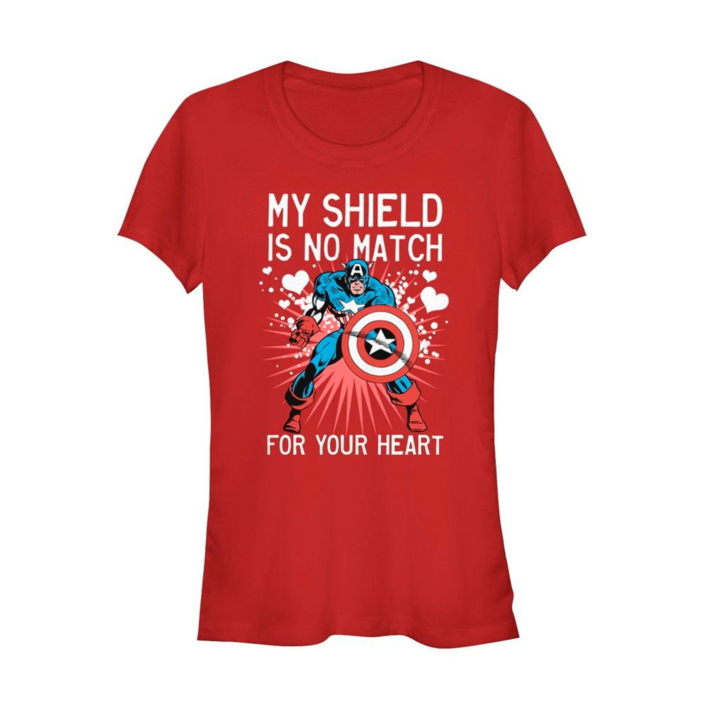Valentine's Captain America No Shield For Heart Women's T-Shirt, Red