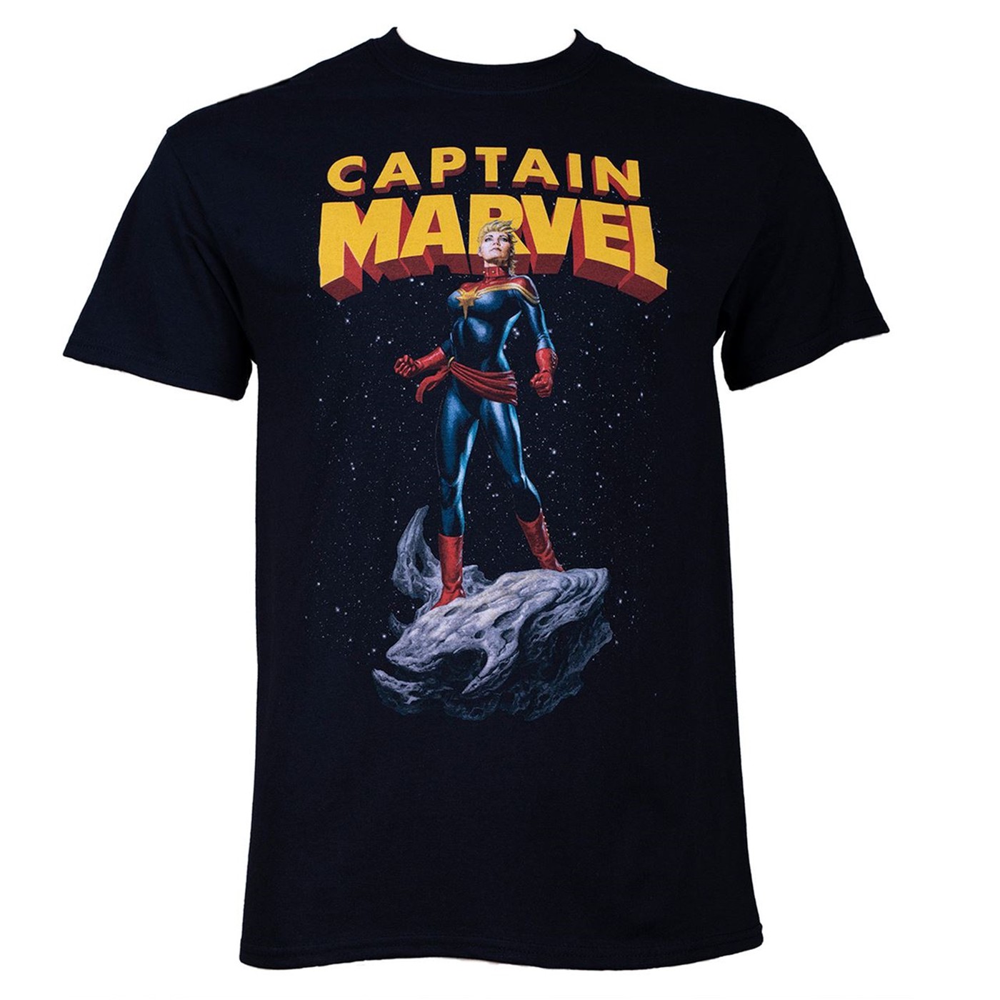 Captain Marvel Asteroid Ride Men's Black T-Shirt, Black