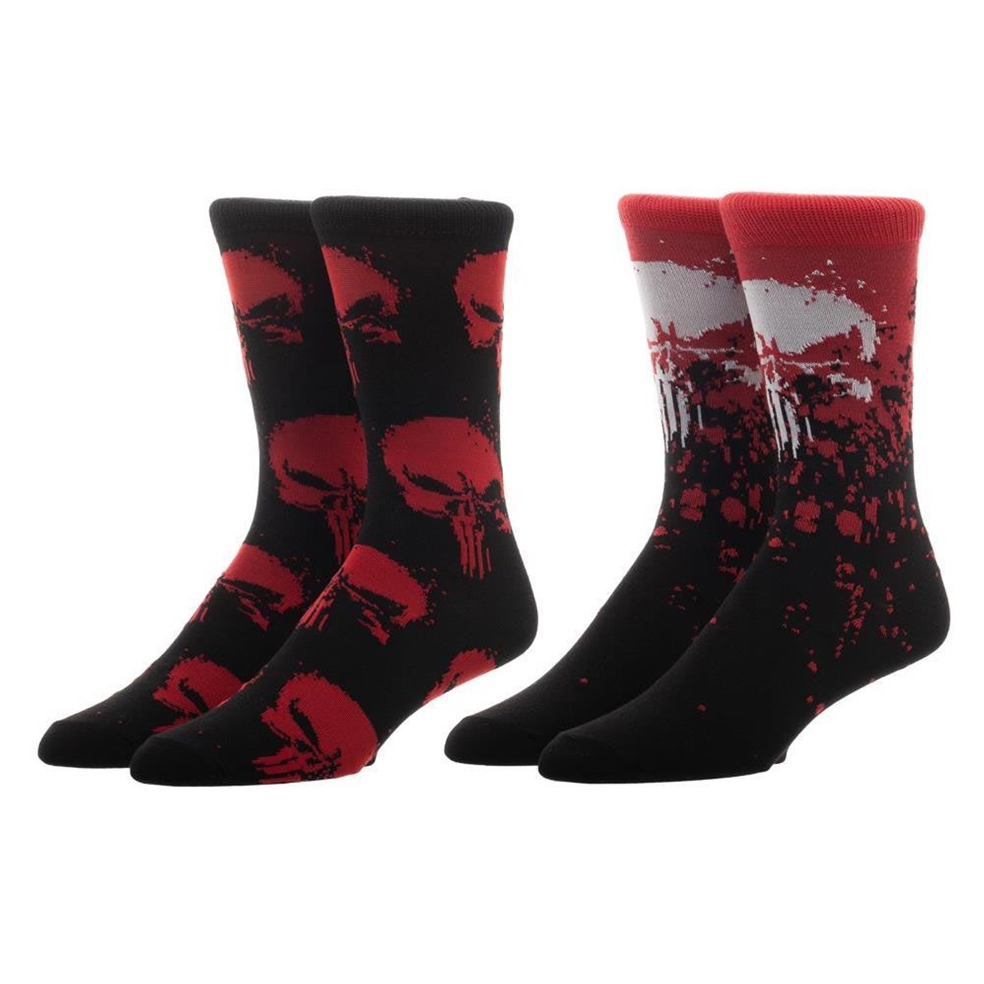 Marvel Punisher 2 Pack Crew Socks, Black