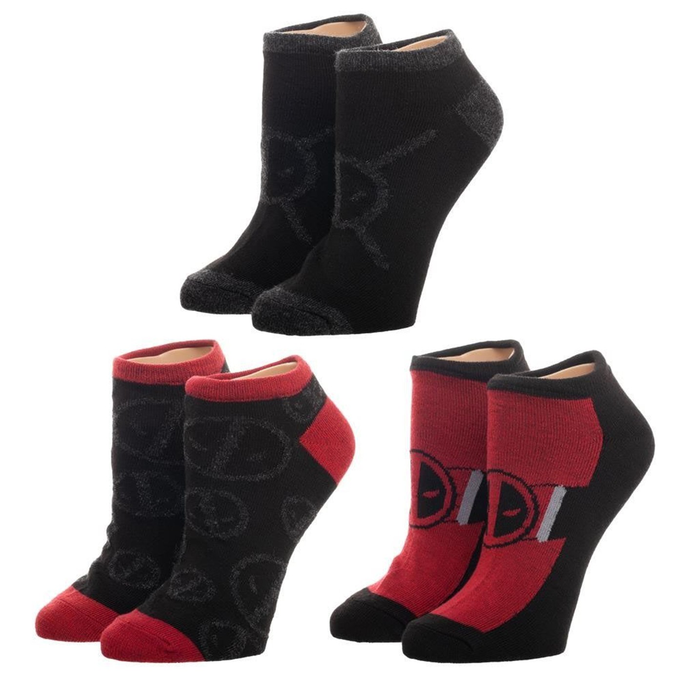 Marvel Deadpool 3 Pack Women's Ankle Socks, Black