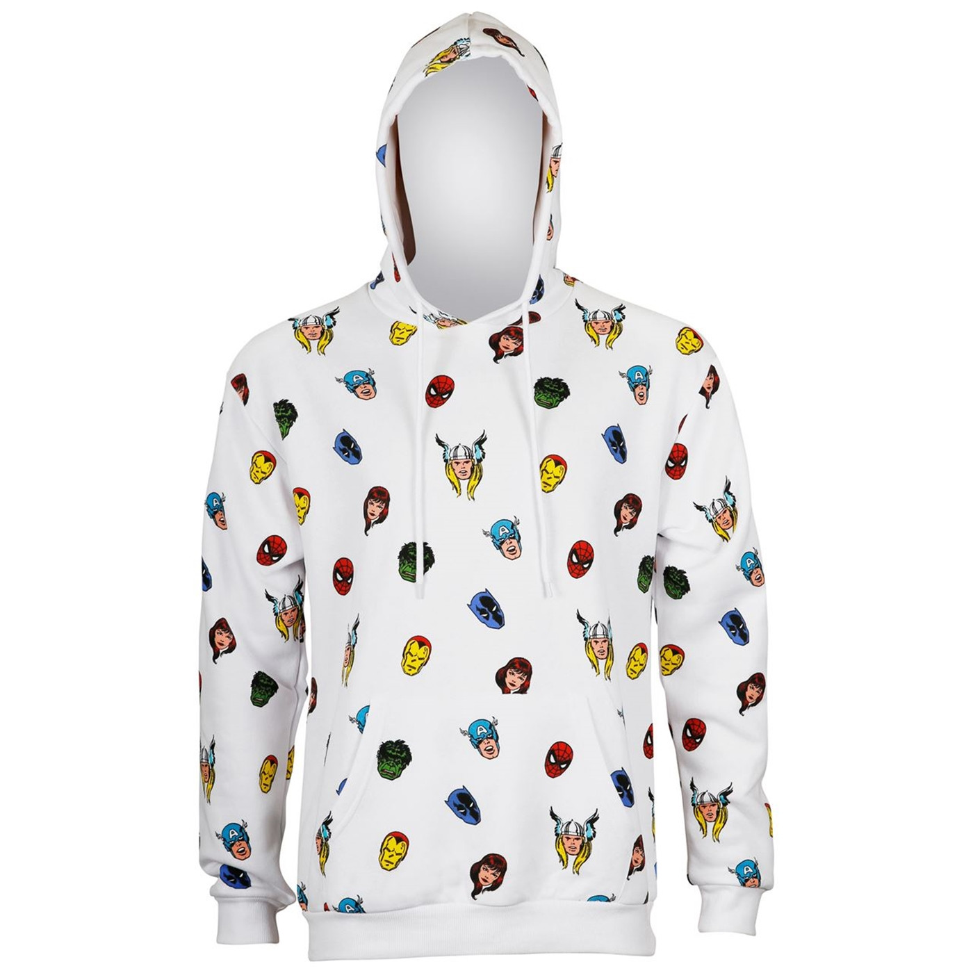 Marvel Avengers Heads All Over Print Men's Hoodie, White