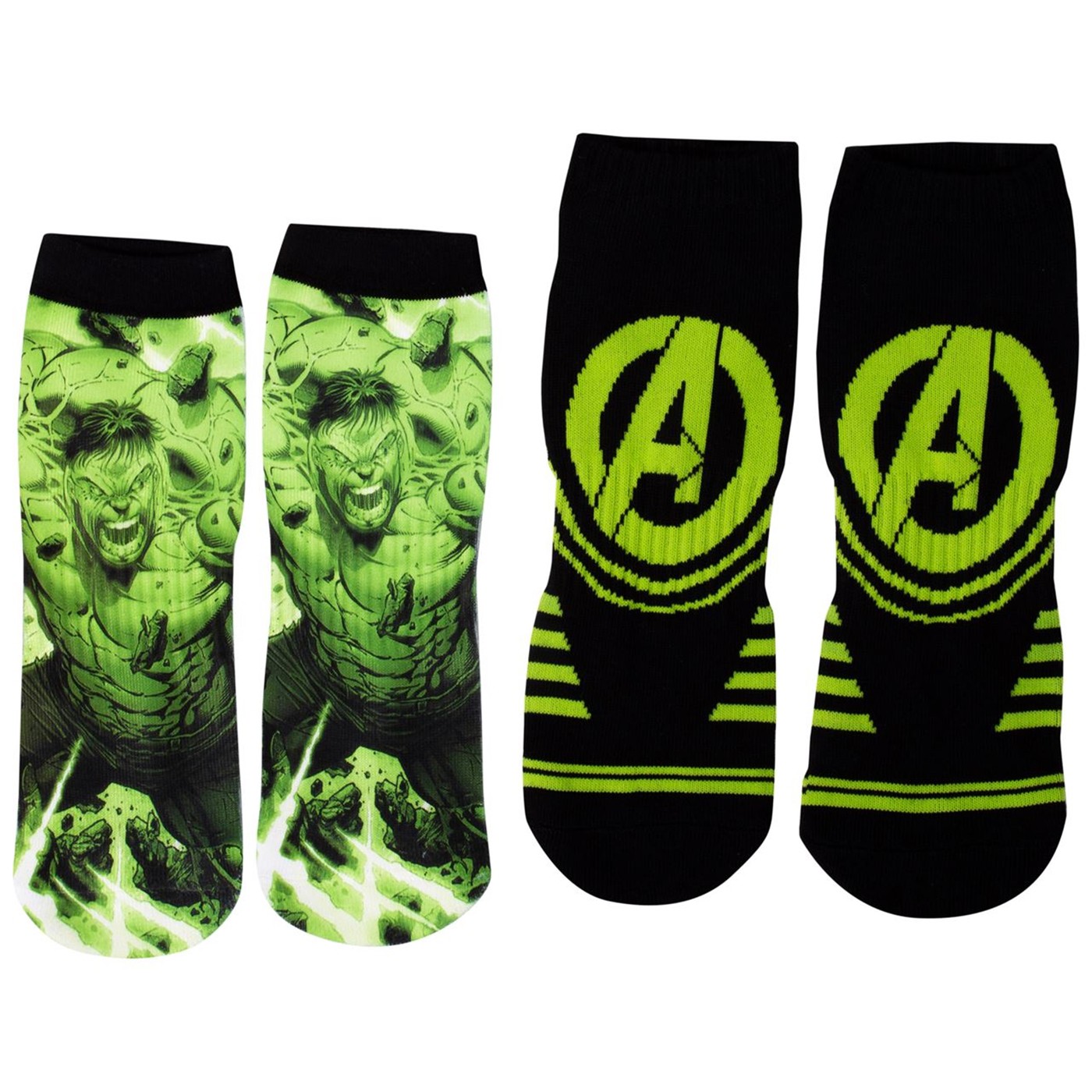 Incredible Hulk Two Pair No-Show Athletic Socks