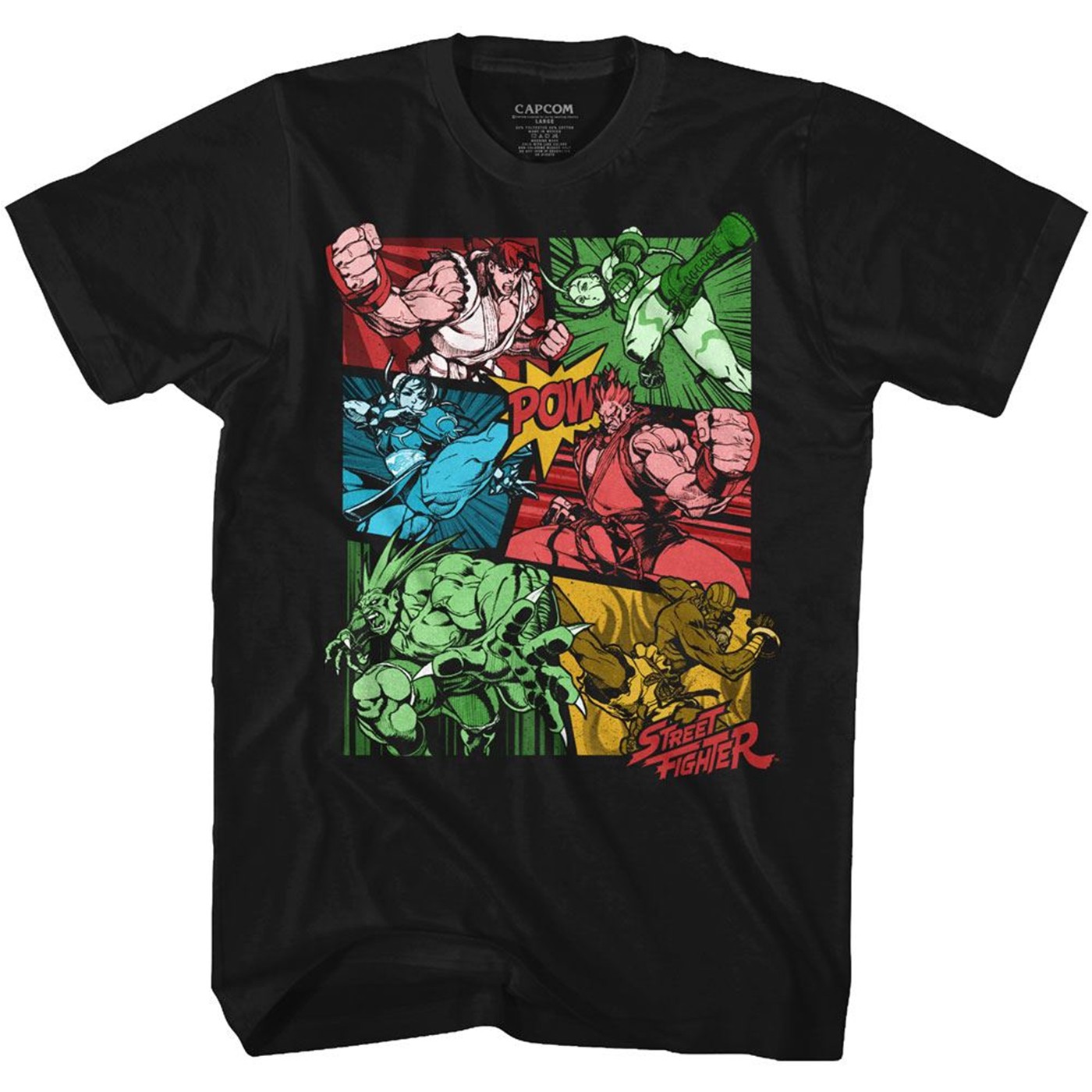 Street Fighter Comic Panels T-Shirt, Black