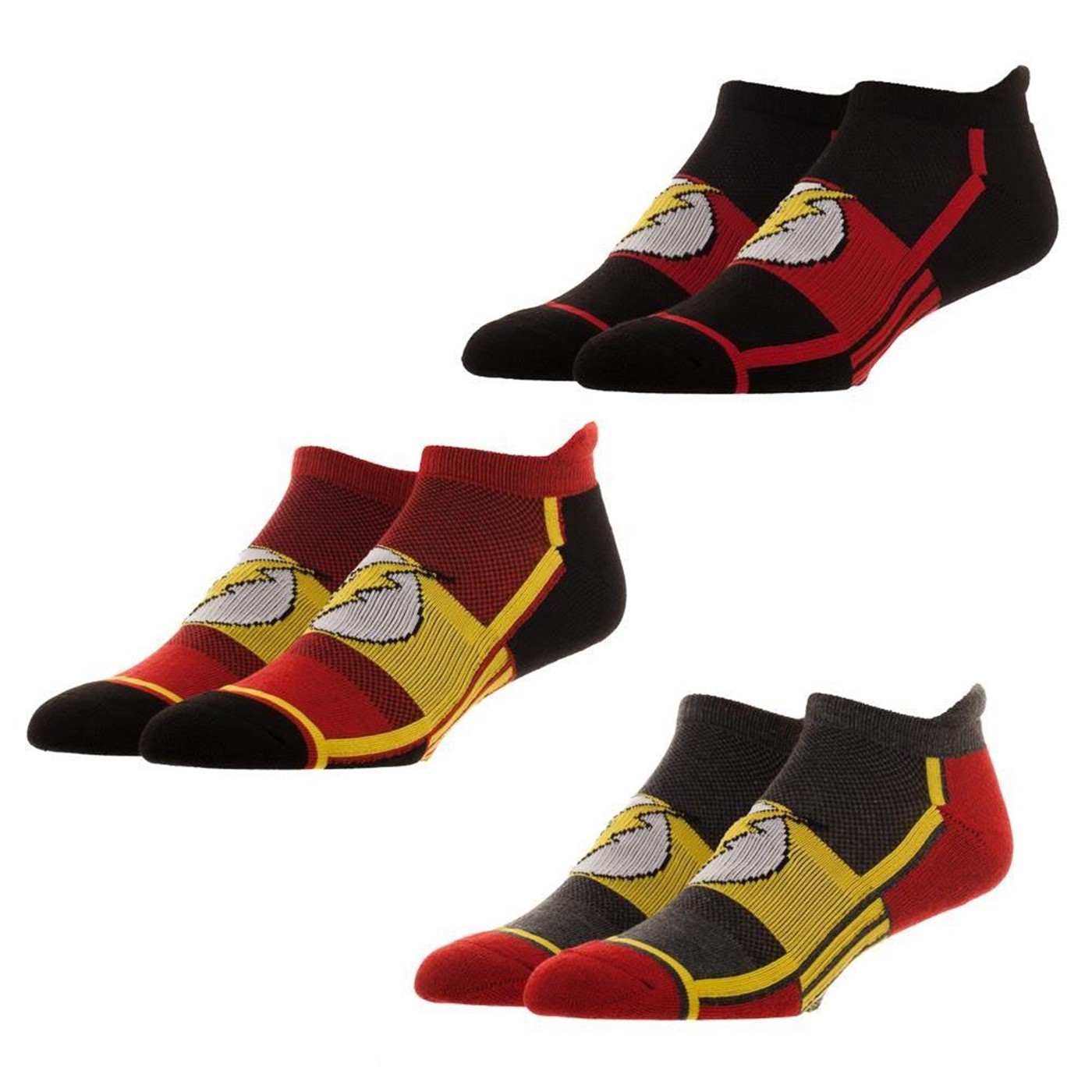 Flash DC Comics Three Pack Athletic Ankle Sock Set, Red