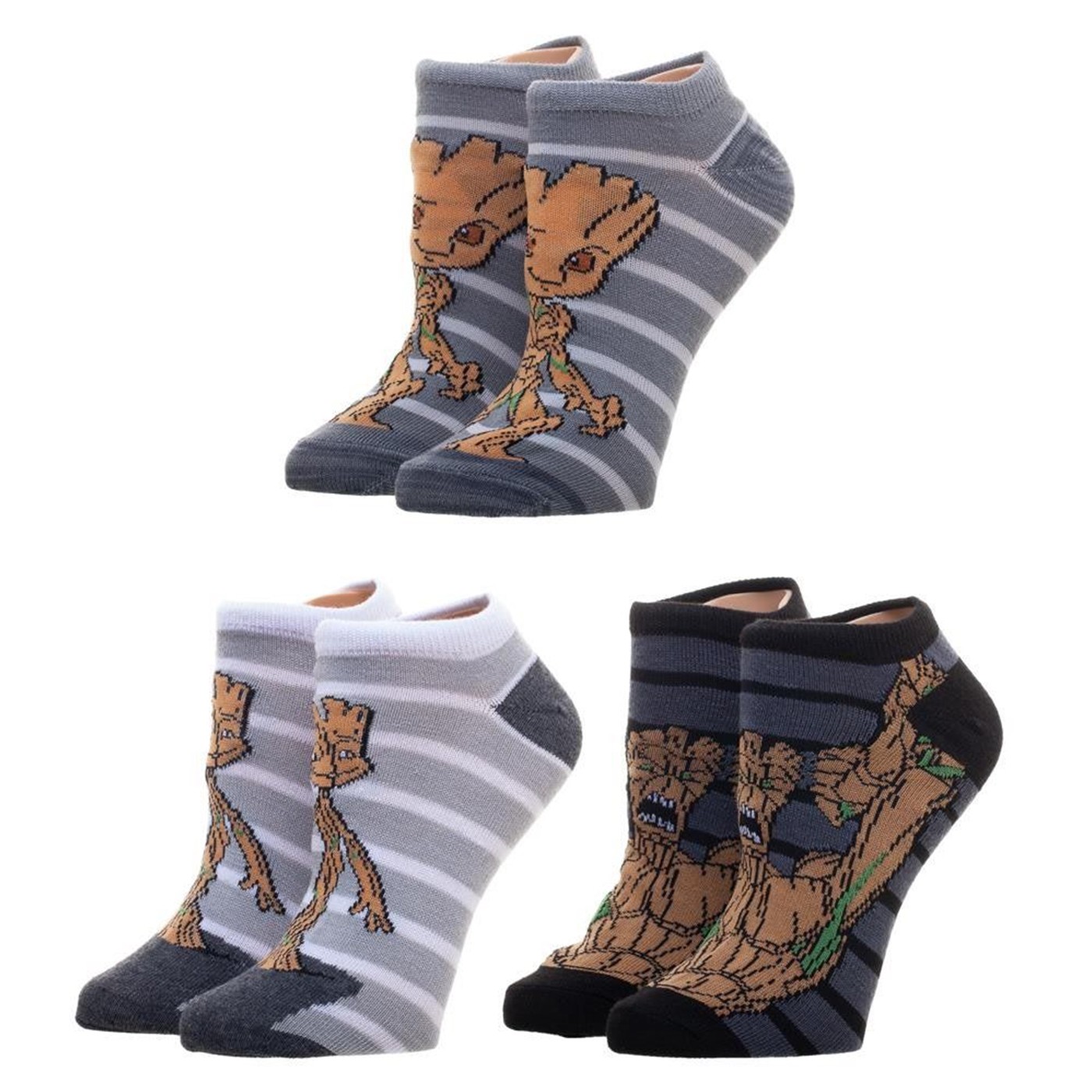 Guardians Of The Galaxy Groot 3-Pack Ankle Socks, Grey