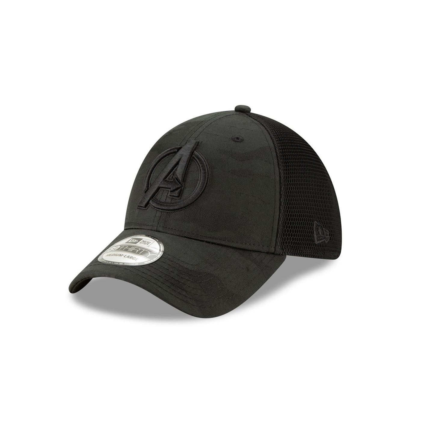 Avengers Symbol Camo New Era 39Thirty Fitted Hat, Black