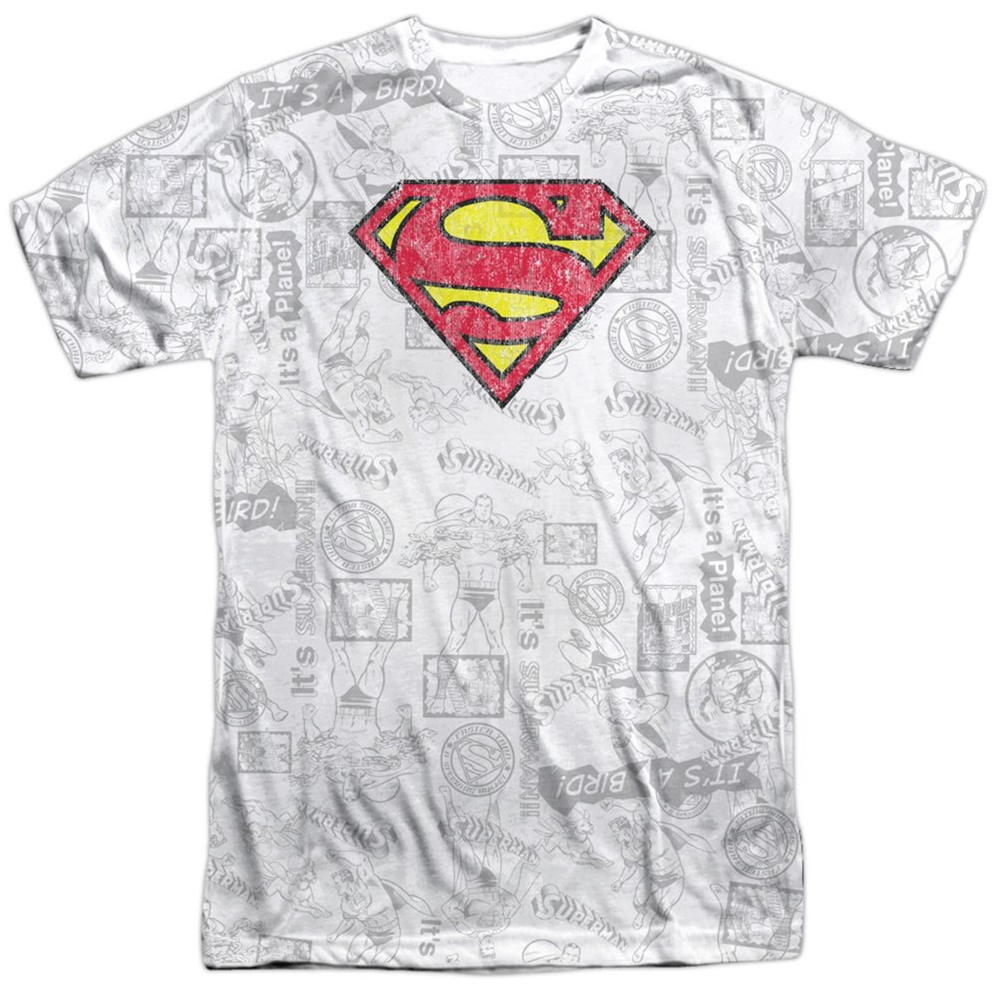 Superman Classic Repeat Front and Back Sublimated T-Shirt, White
