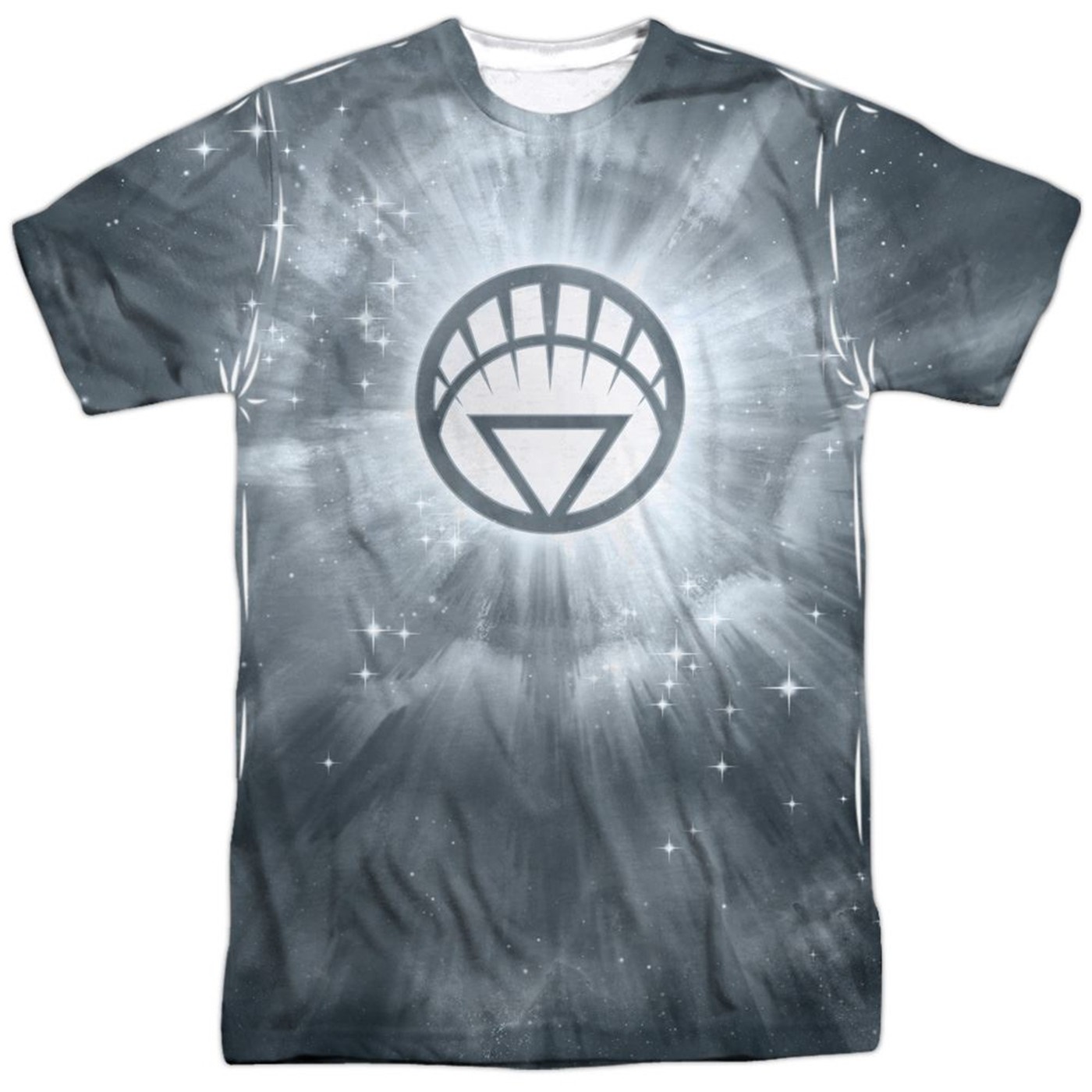 Green Lantern White Energy Symbol Sublimated Front and Back Men's T-Shirt, Grey