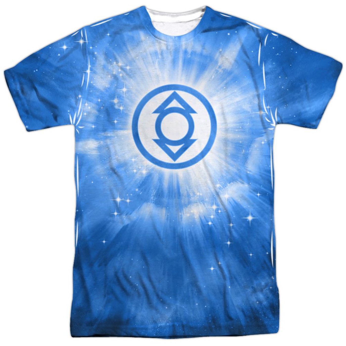 Green Lantern Indigo Energy Symbol Sublimated Front and Back Men's T-Shirt, Blue