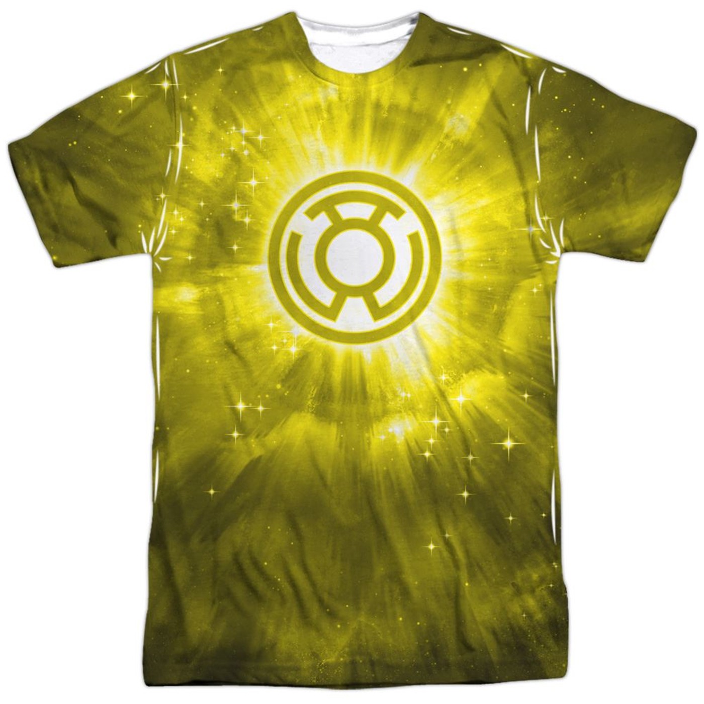 Green Lantern Yellow Energy Symbol Sublimated Front and Back Men's T-Shirt, Yellow