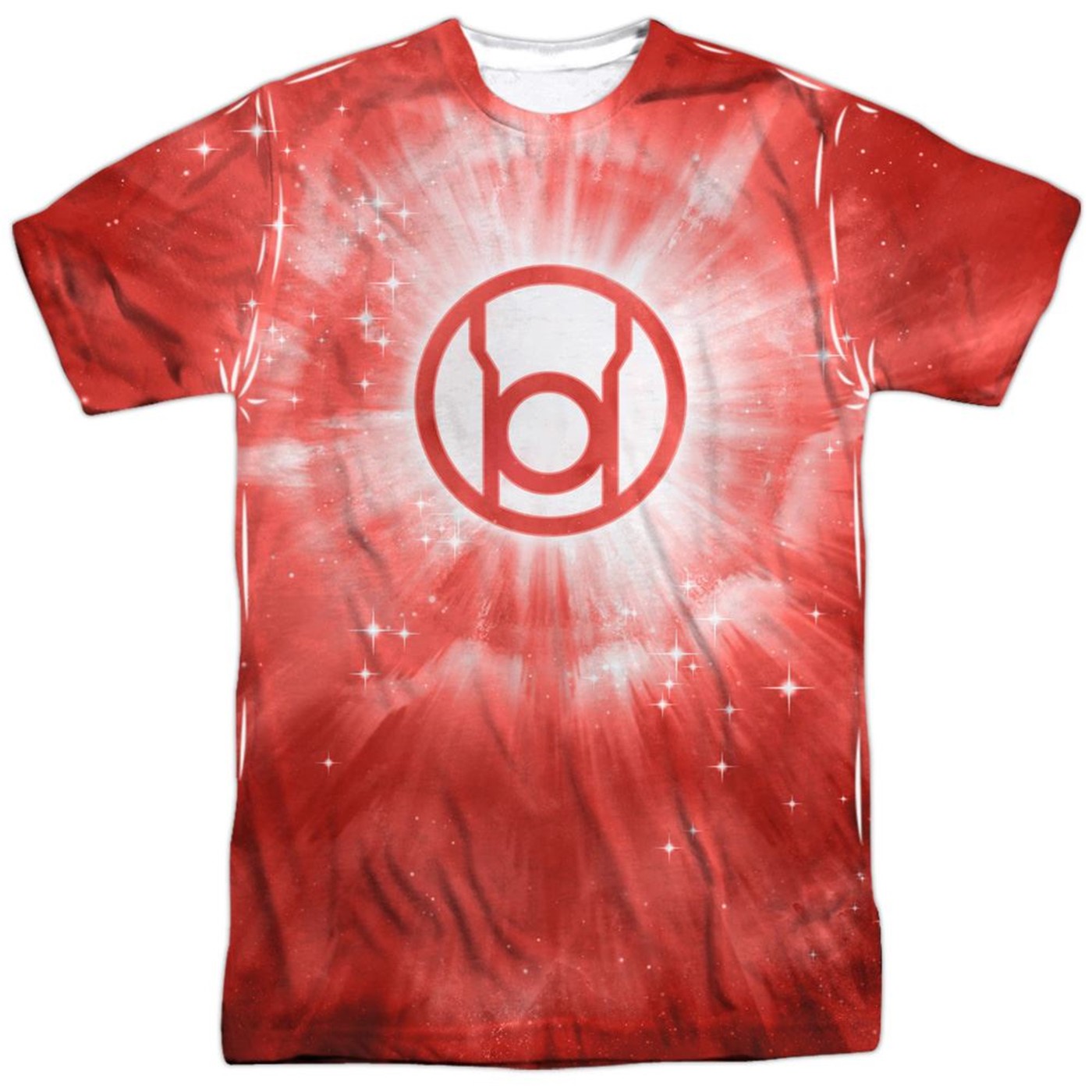 Green Lantern Red Energy Symbol Sublimated Front and Back Men's T-Shirt, Red