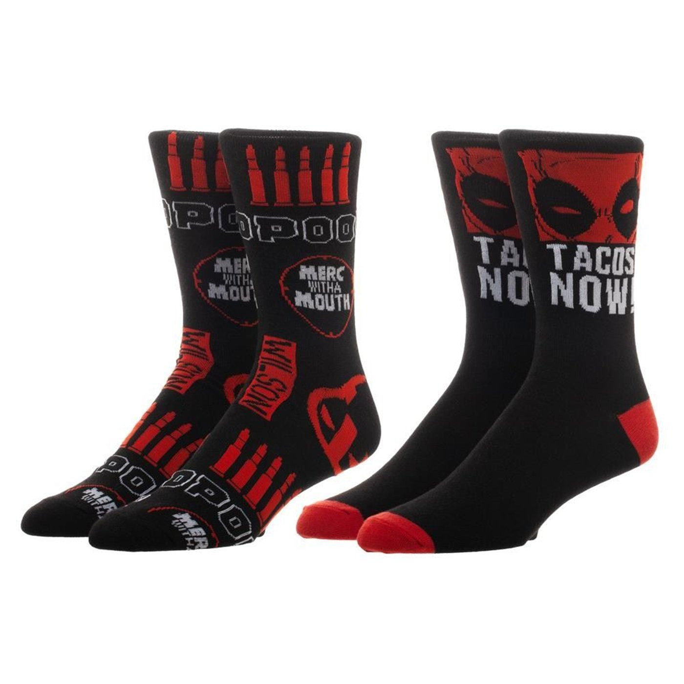 Marvel Deadpool 2 Pack Crew Socks, Black