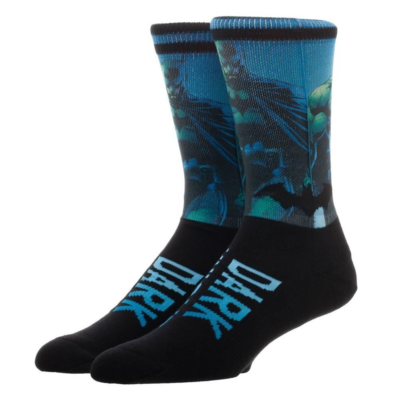 DC Comics Batman Sublimated Over Knit Crew Socks, Blue