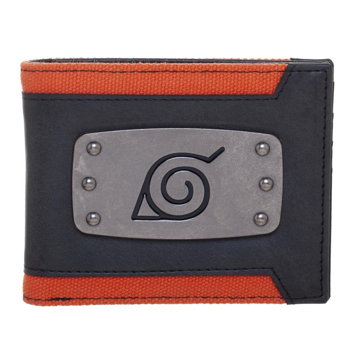 Naruto Leaf Badge Bi-fold Wallet, Black