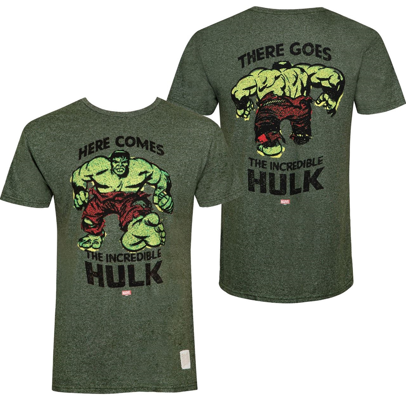 Incredible Hulk Hi & Bye Front and Back Print Retro Brand Vintage T-Shirt, Green