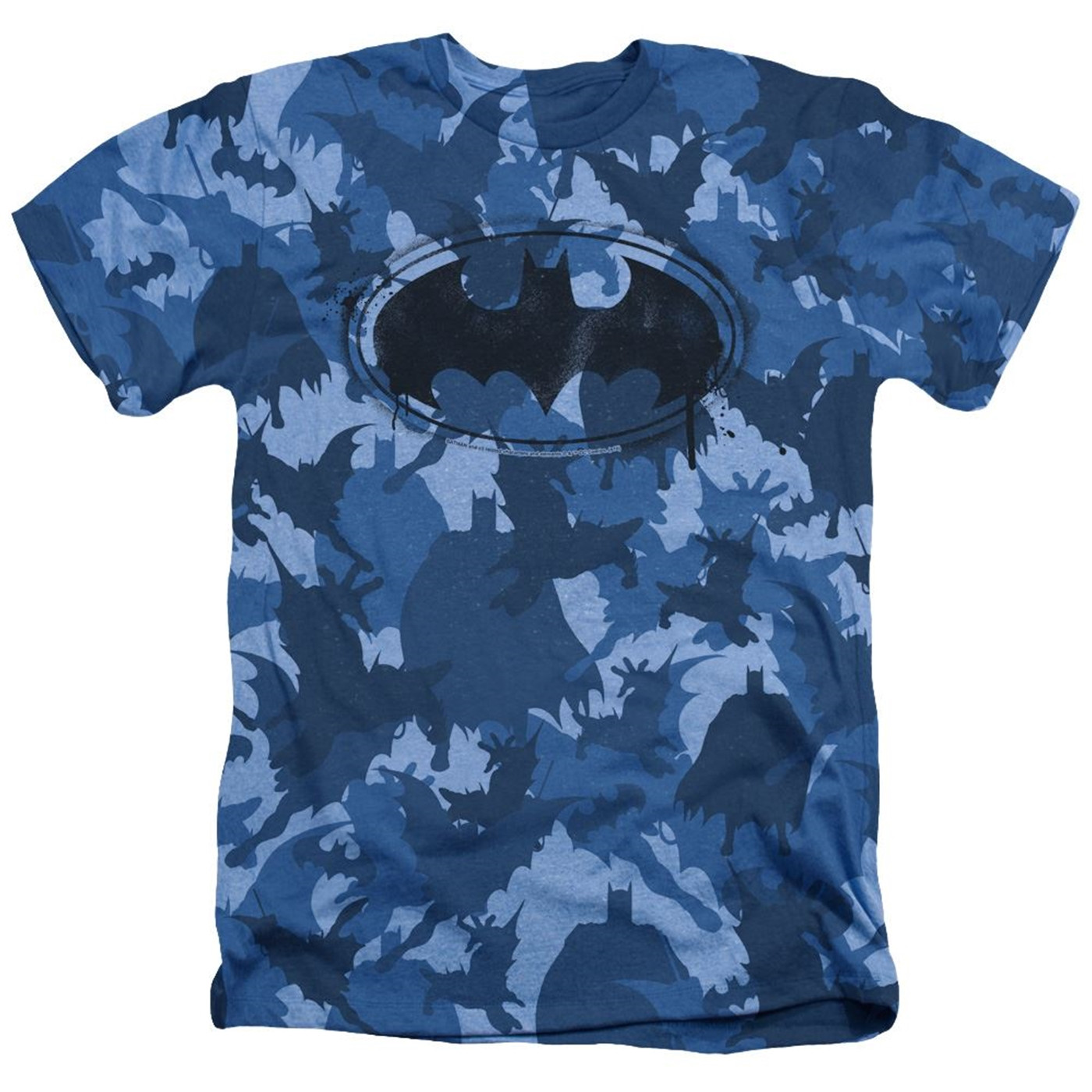 Batman Symbol All Over Blue Camo Men's T-Shirt, Blue