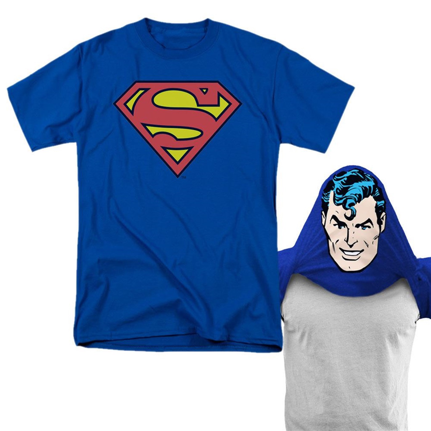 Superman Reversible Mask Men's T-Shirt, Blue