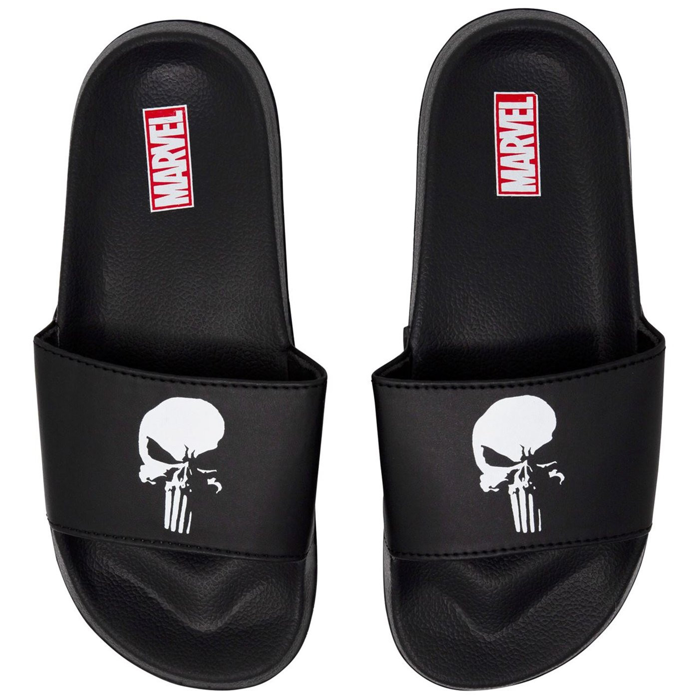 Punisher Skull Slippers, Black
