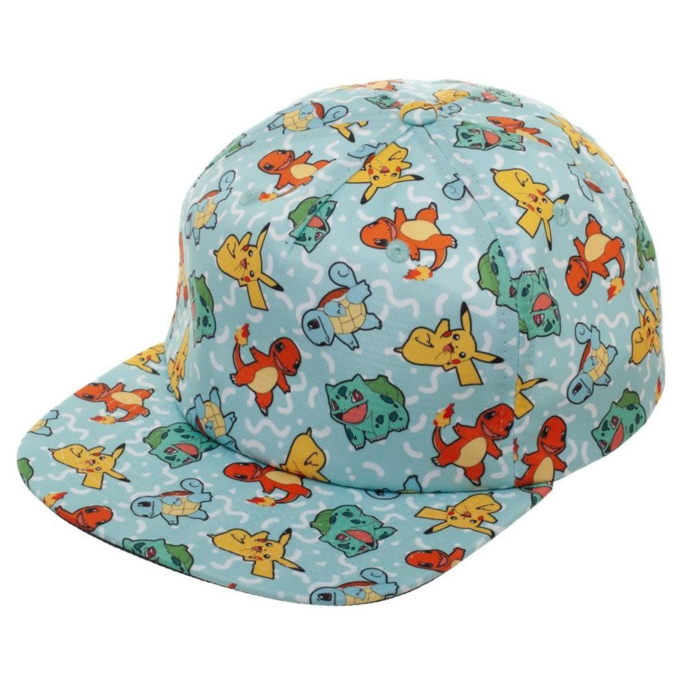 Pokemon All Over Character Snapback Hat, Blue