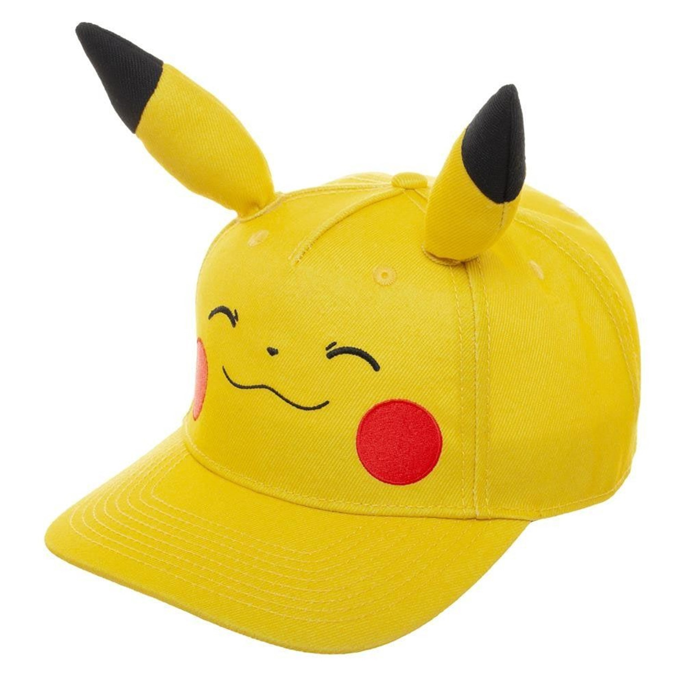 Pikachu Bigface Pre-Curved Bill Snapback Hat, Yellow