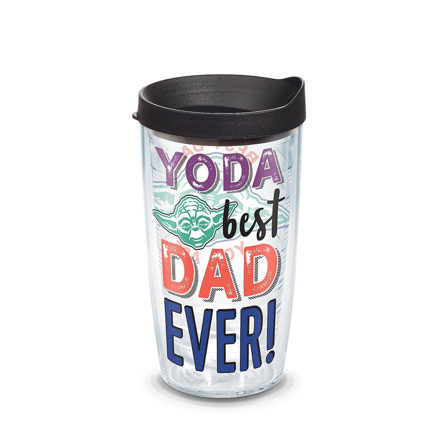 Star Wars Yoda Best Dad Wrap 16 oz Tervis® Tumbler With Travel Lid, Black