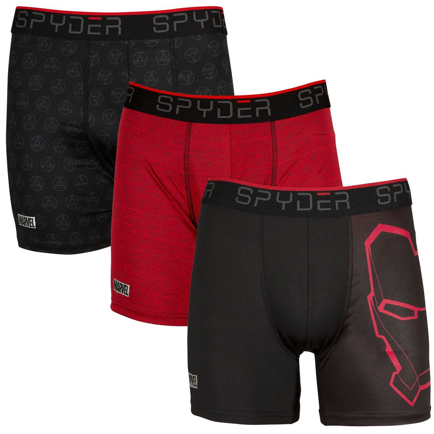 Iron Man Spyder Performance Sports Boxer Briefs 3-Pair Pack, Black