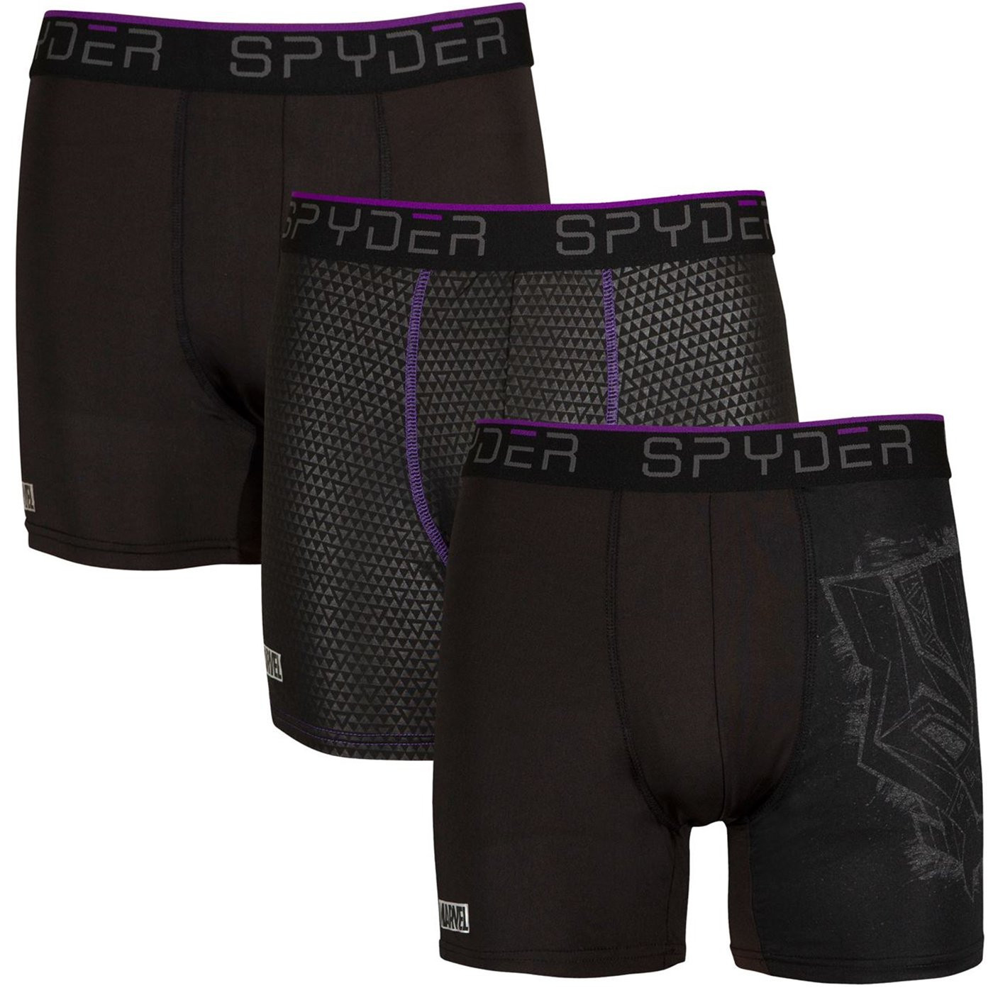 Black Panther Spyder Performance Sports Boxer Briefs 3-Pair Pack, Black