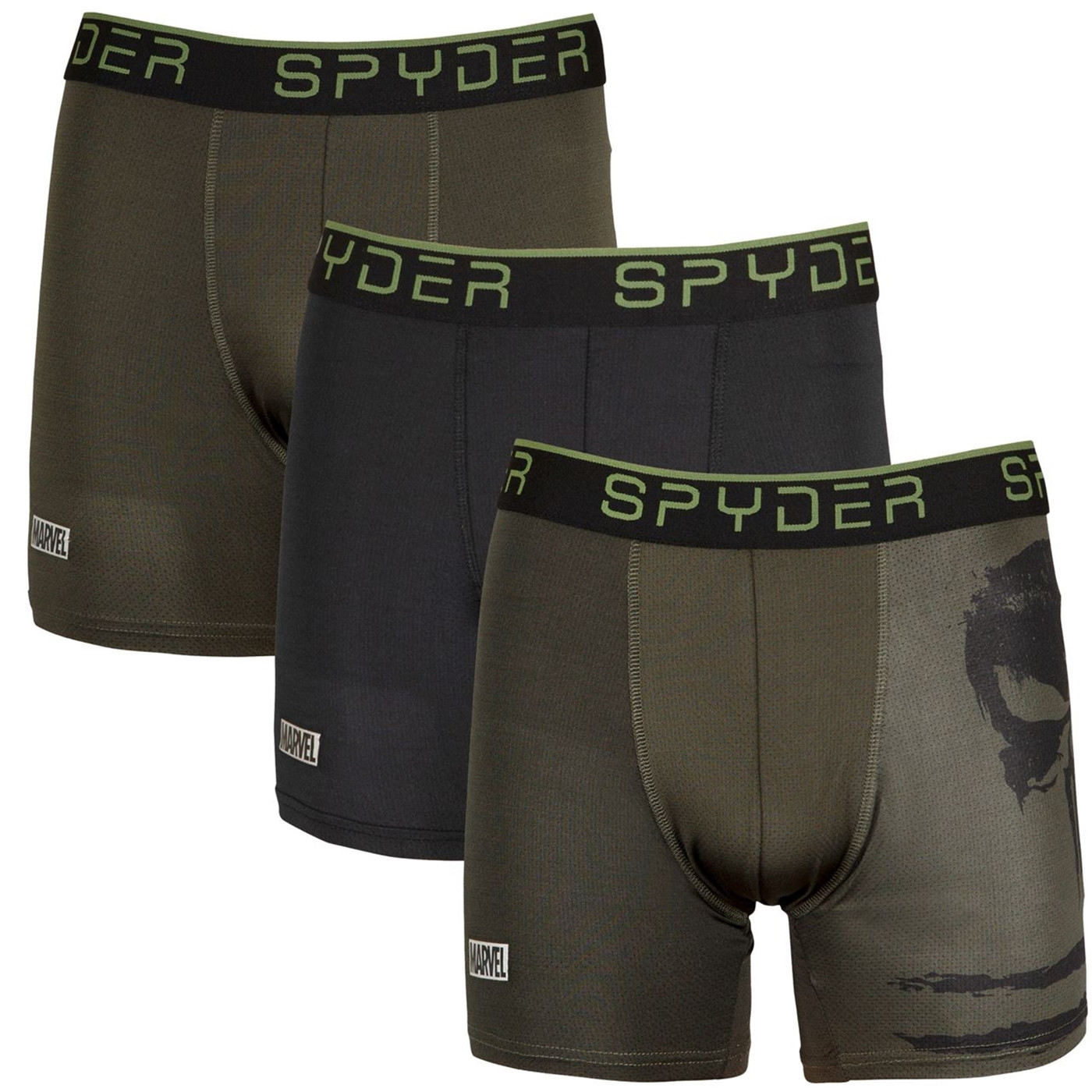 Punisher Spyder Performance Sports Boxer Briefs 3-Pair Pack, Grey