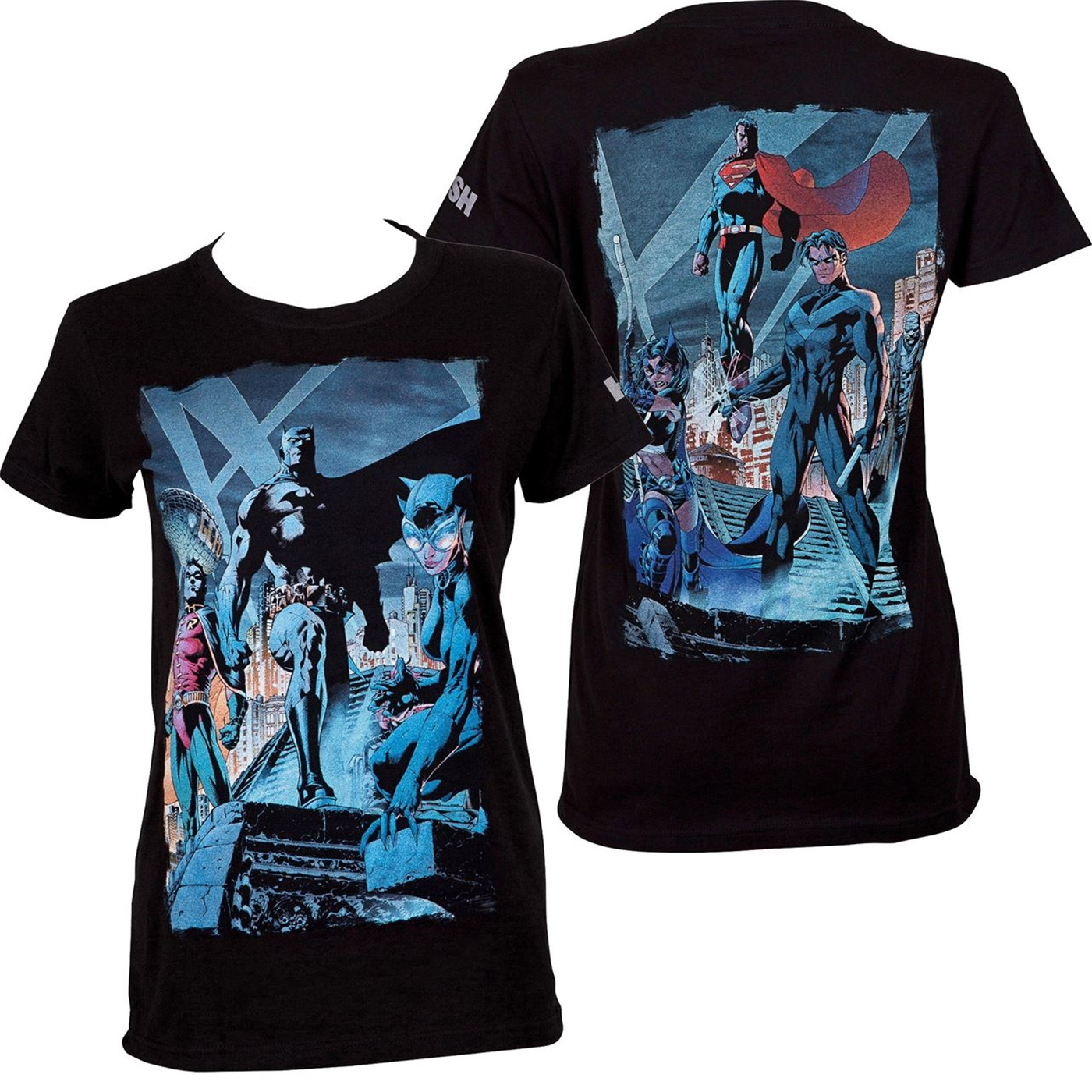 Batman Hush Comic Rooftop Meeting Image Women's T-Shirt, Black