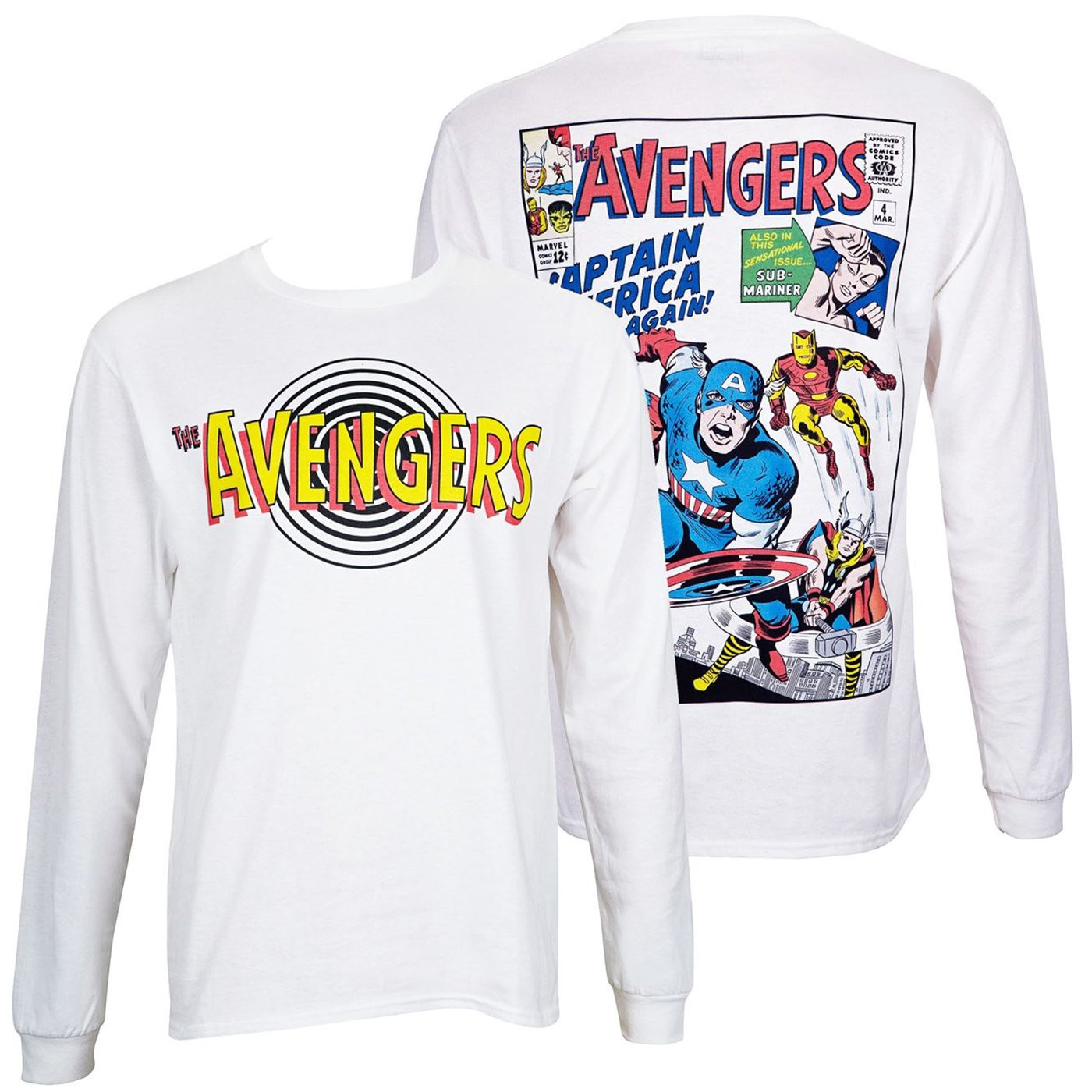 Avengers Classic Marvel Masterworks White Long Sleeve Shirt, White