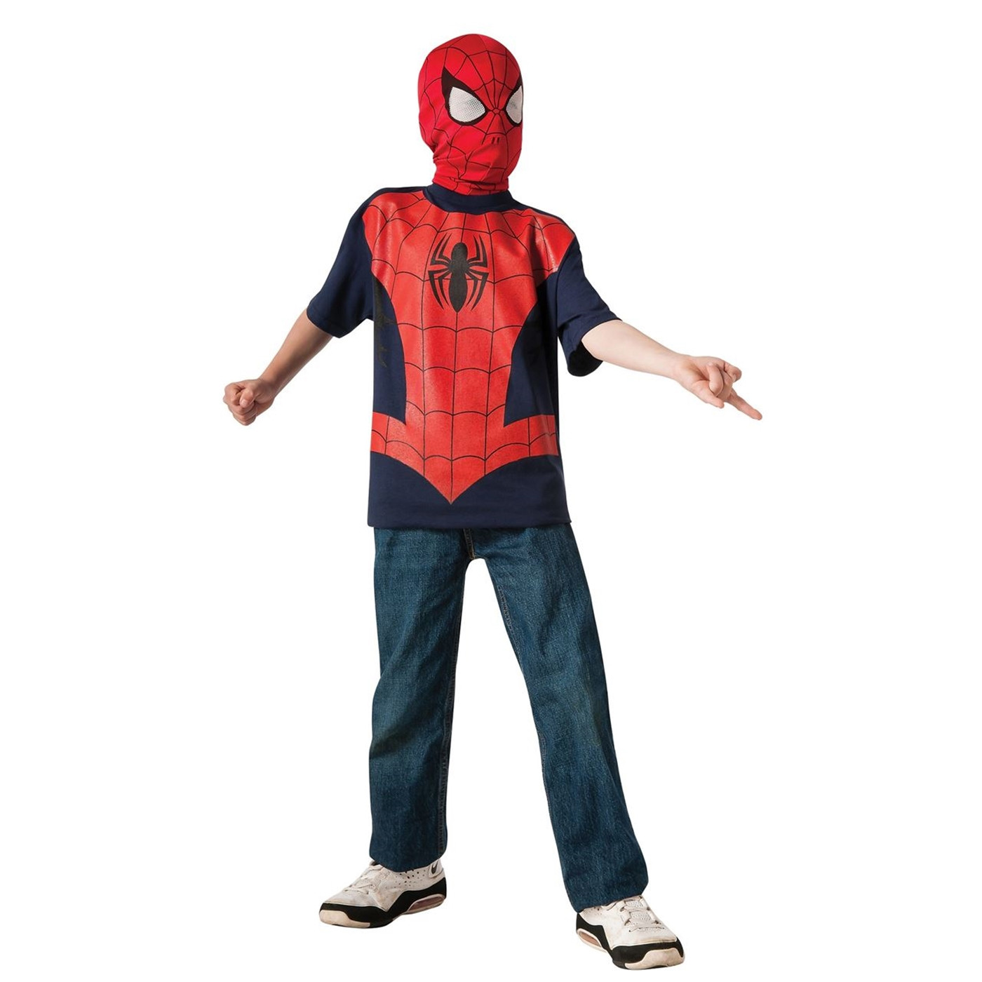 Spider-Man Costume Youth T-Shirt with Mask, Red