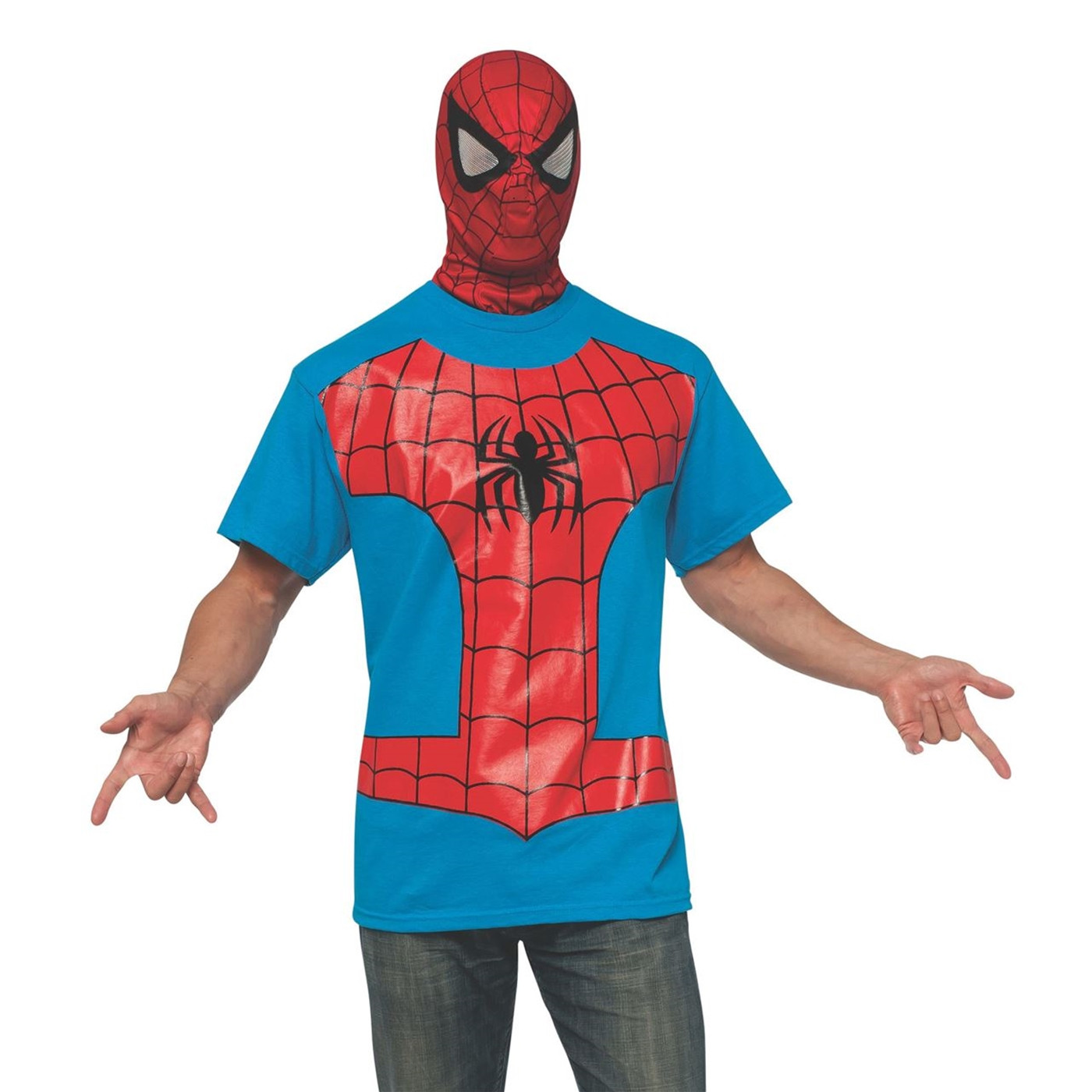 Spider-Man Costume T-Shirt with Mask, Blue