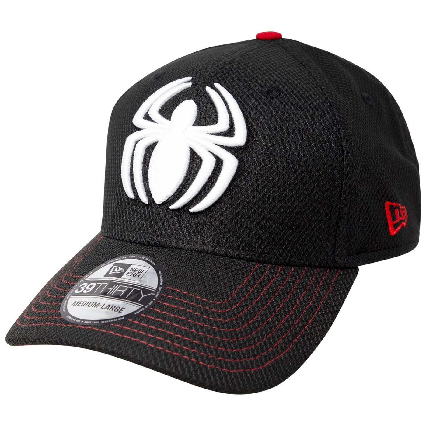 Spider-Man Stealth Suit Armor New Era 39Thirty Flex Fitted Hat, Black
