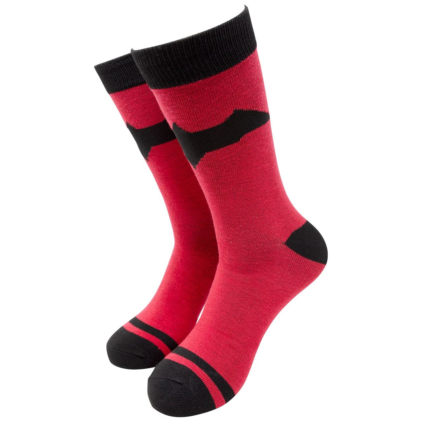 Red Hood Symbol Striped Crew Socks, Red