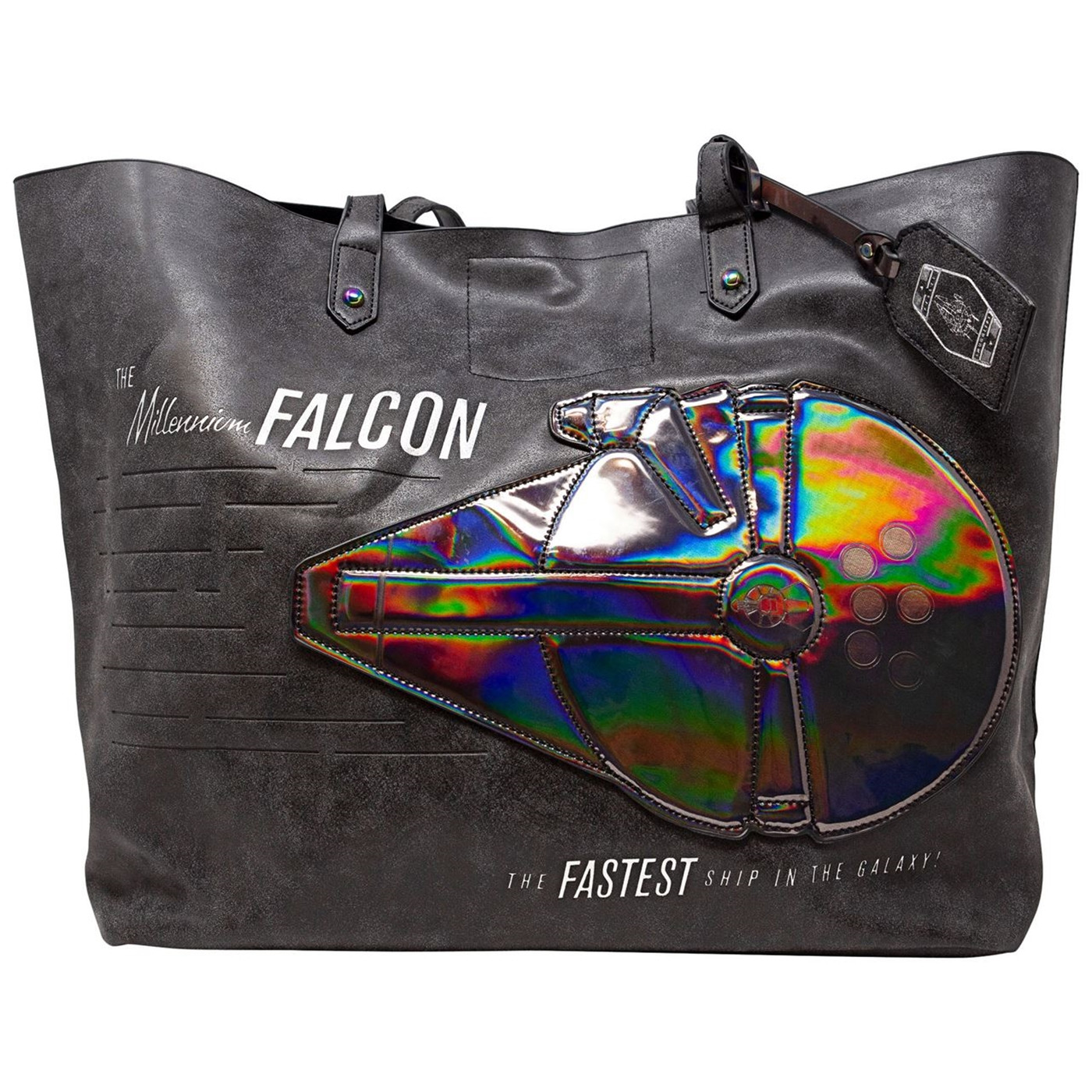 Star Wars Han Solo Millennium Falcon Tote with Iridescent Applique, Black