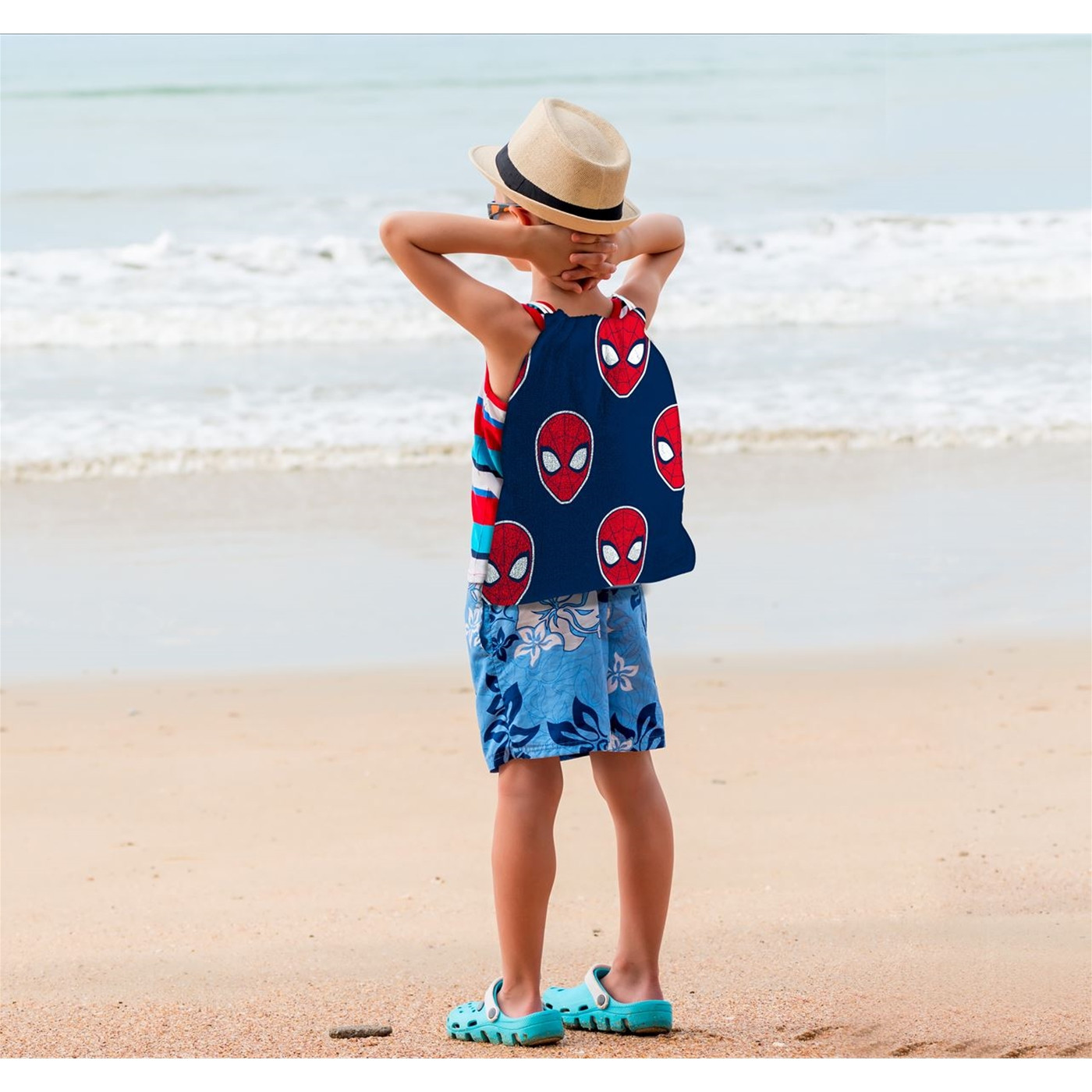 Spider-Man Beach Towel with Backpack, Blue