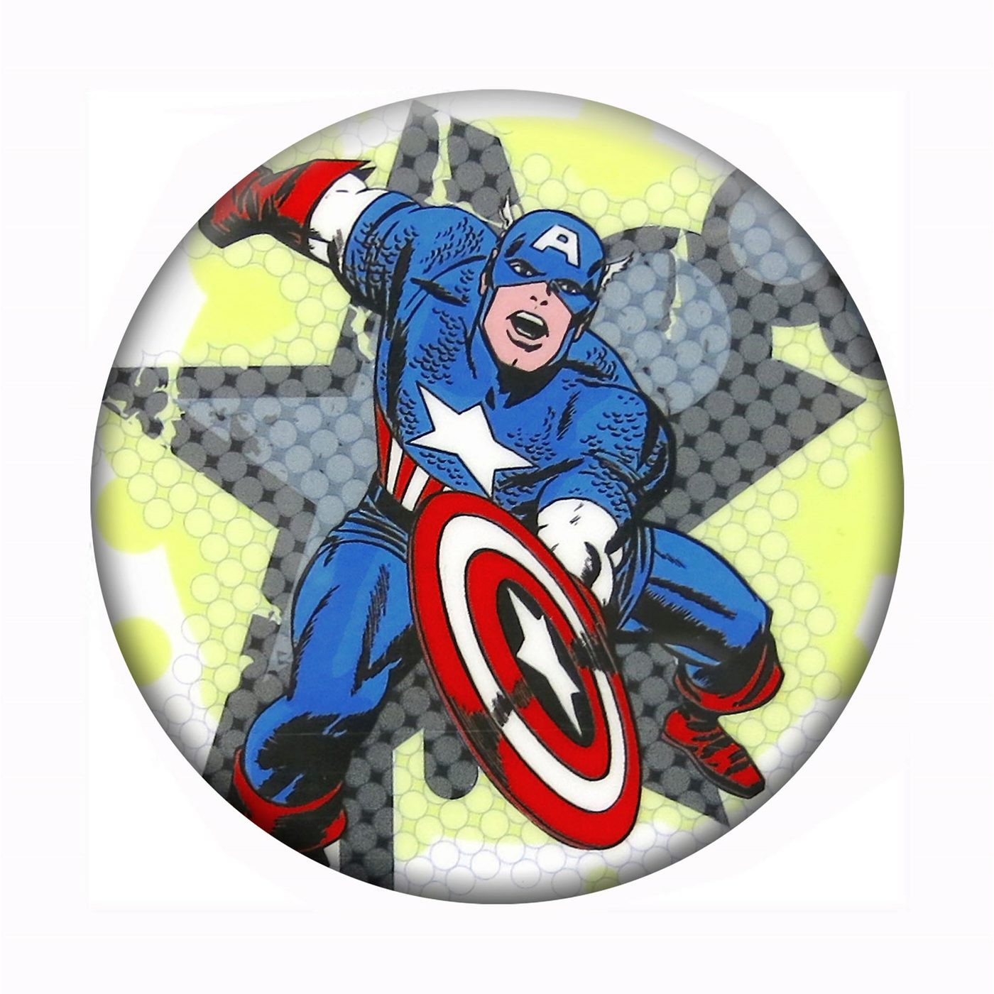 Captain America Kirby Star Retro Button, White