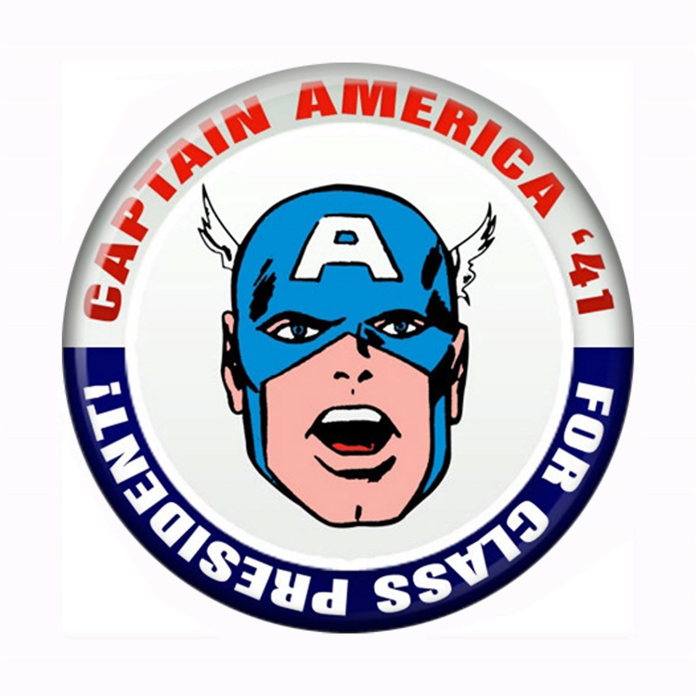 Captain America For Class President Button, White