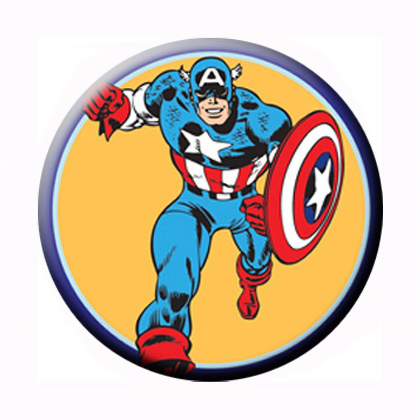 Captain America Retro Run Button, White