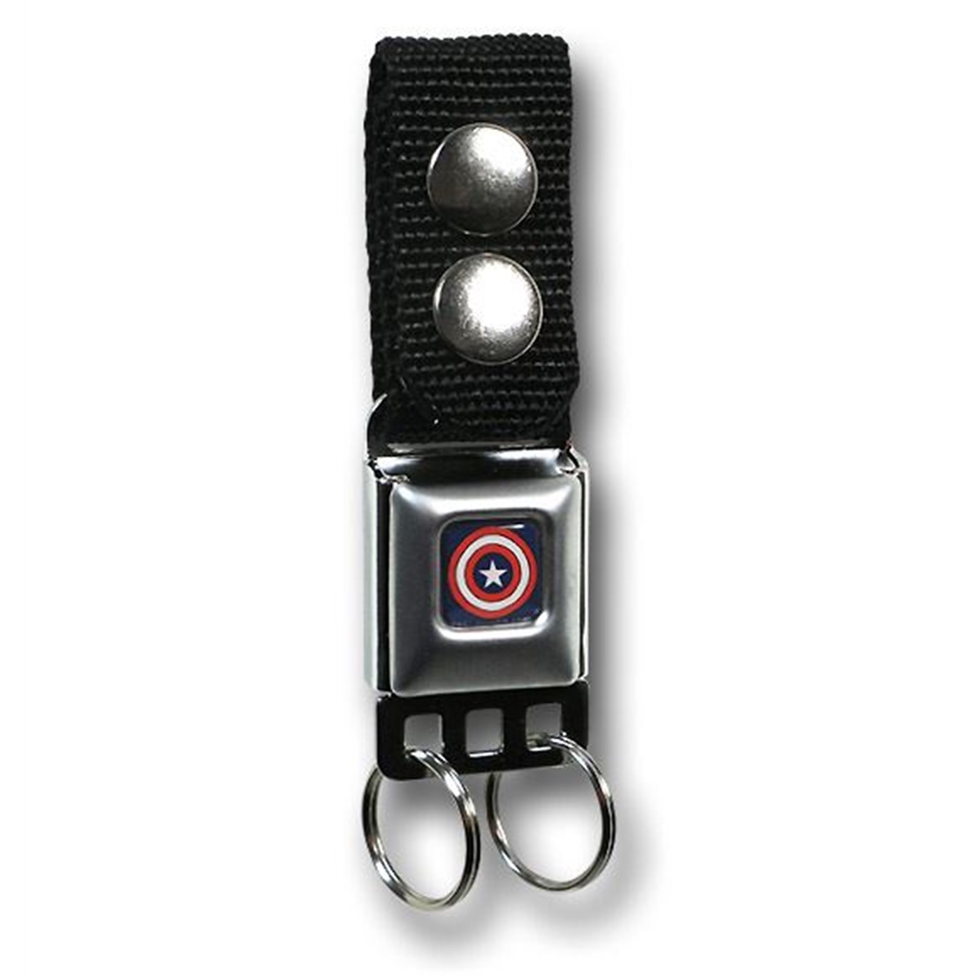 Captain America Blue Symbol Mini Seatbelt Keychain, Black