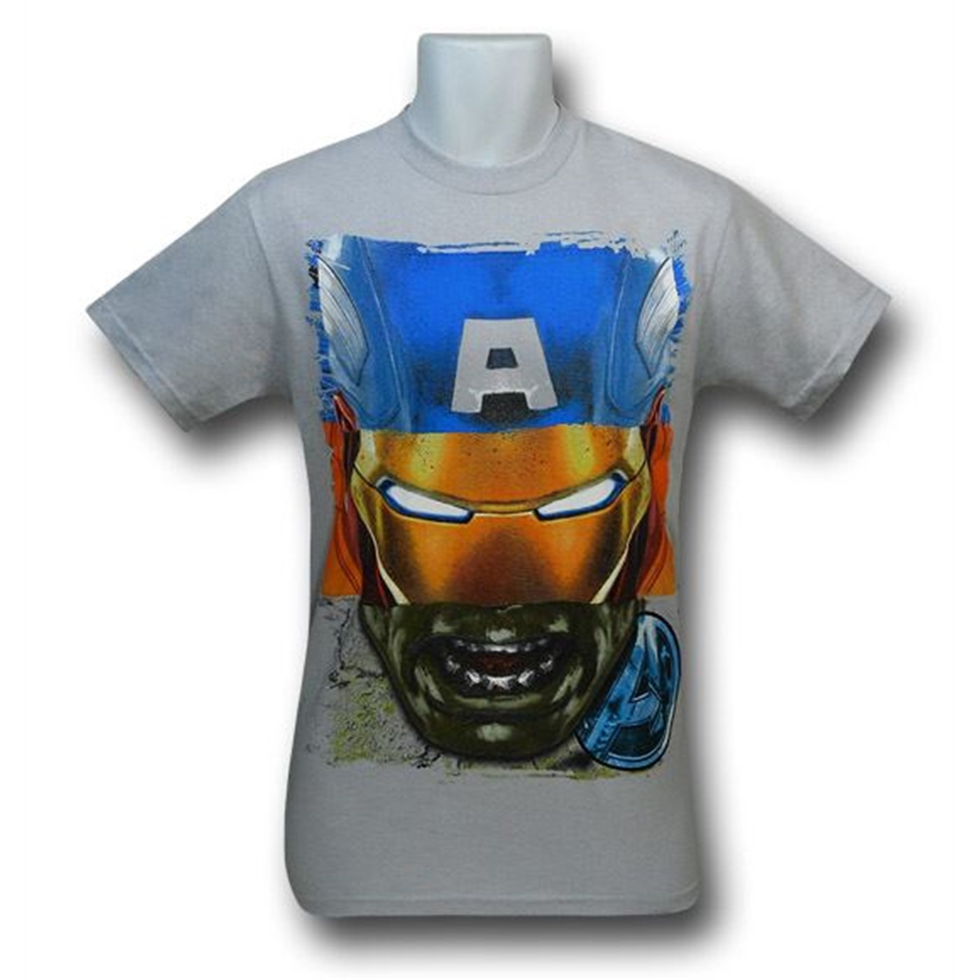 Avengers Movie Hero-Head T-Shirt, Grey
