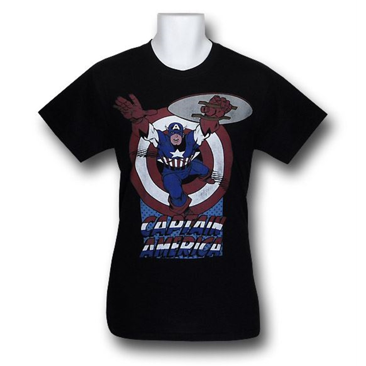 Captain America 30 Single Distressed Soaring T-Shirt, Black