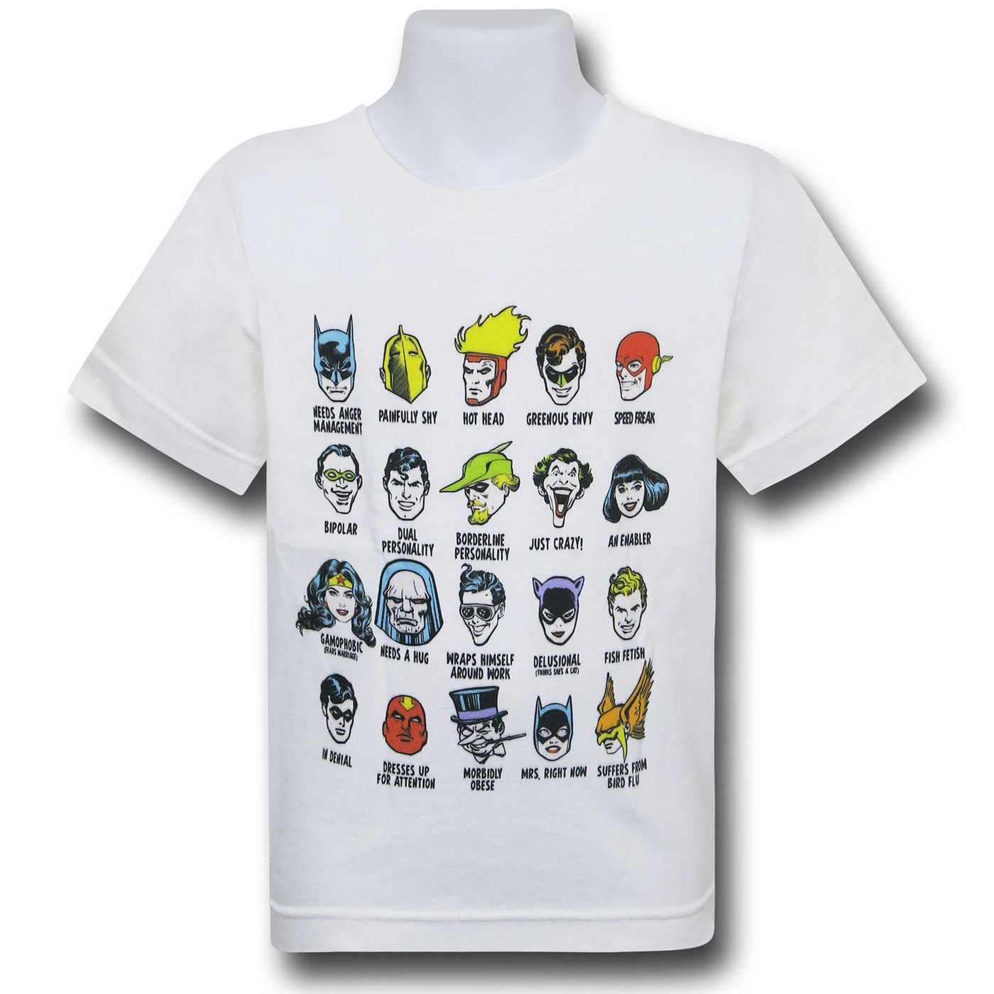 DC Character Heads Kids T-Shirt, White
