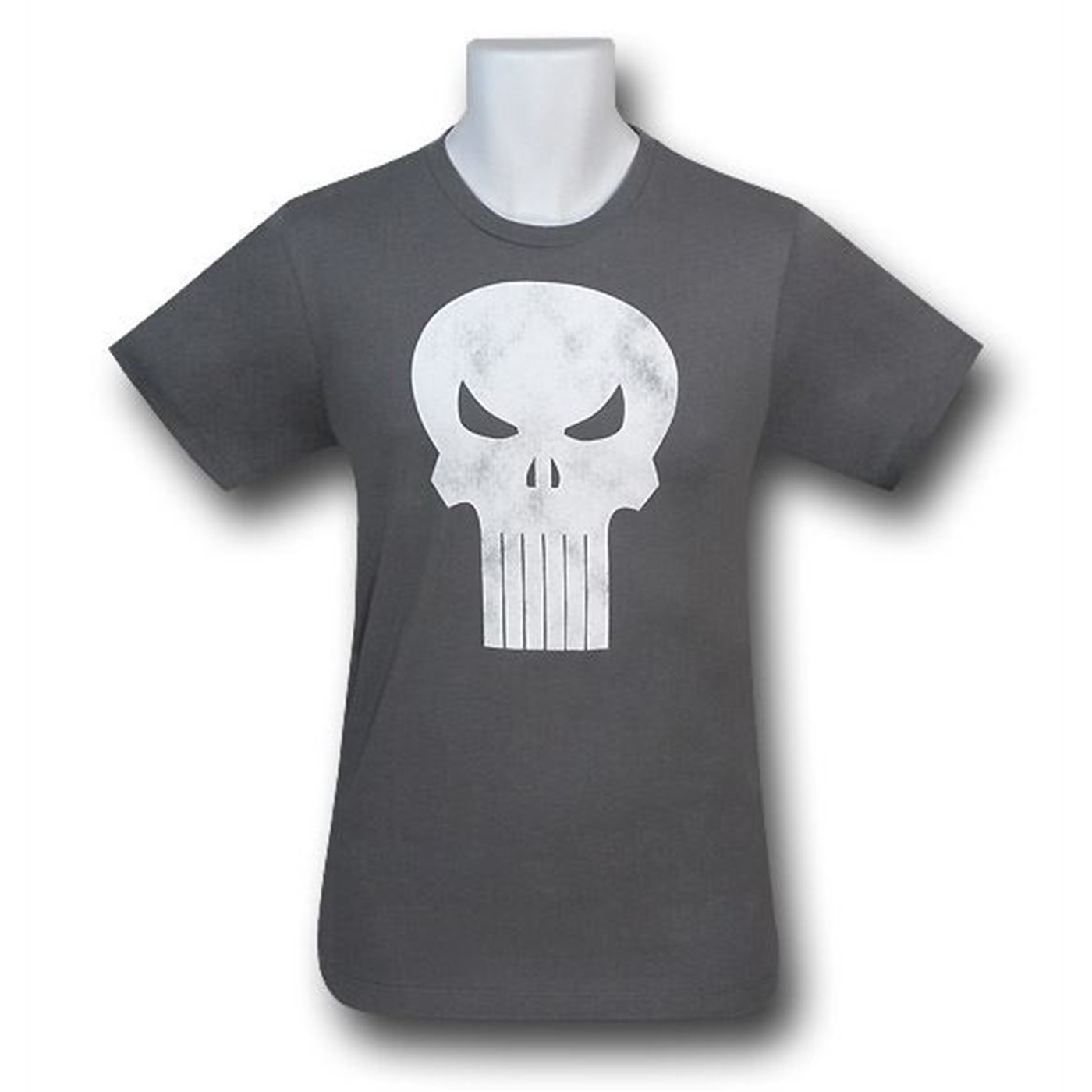 Punisher Gray Distressed Skull 30 Single T-Shirt, Grey