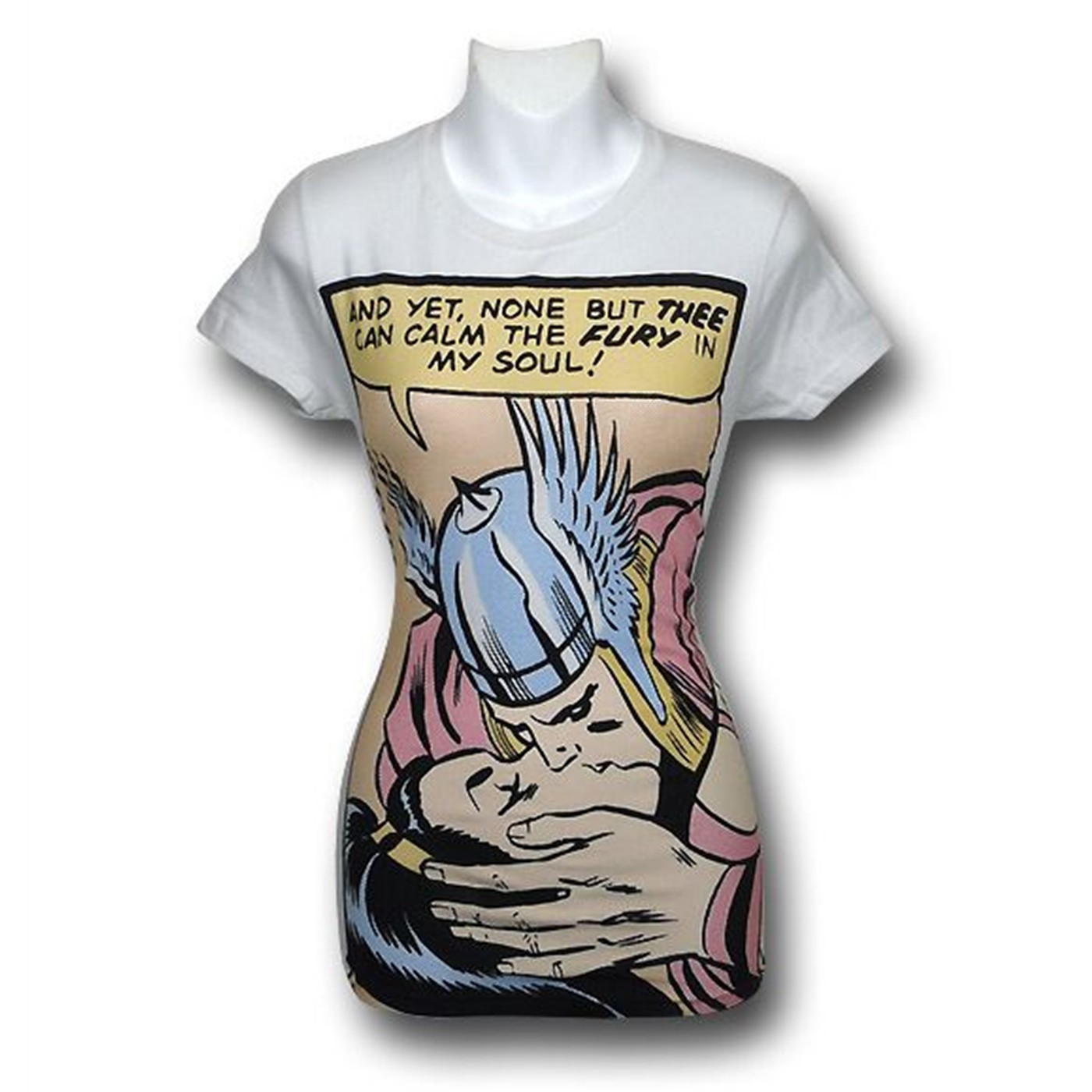 Thor Kissing Juniors Womens T-Shirt, White