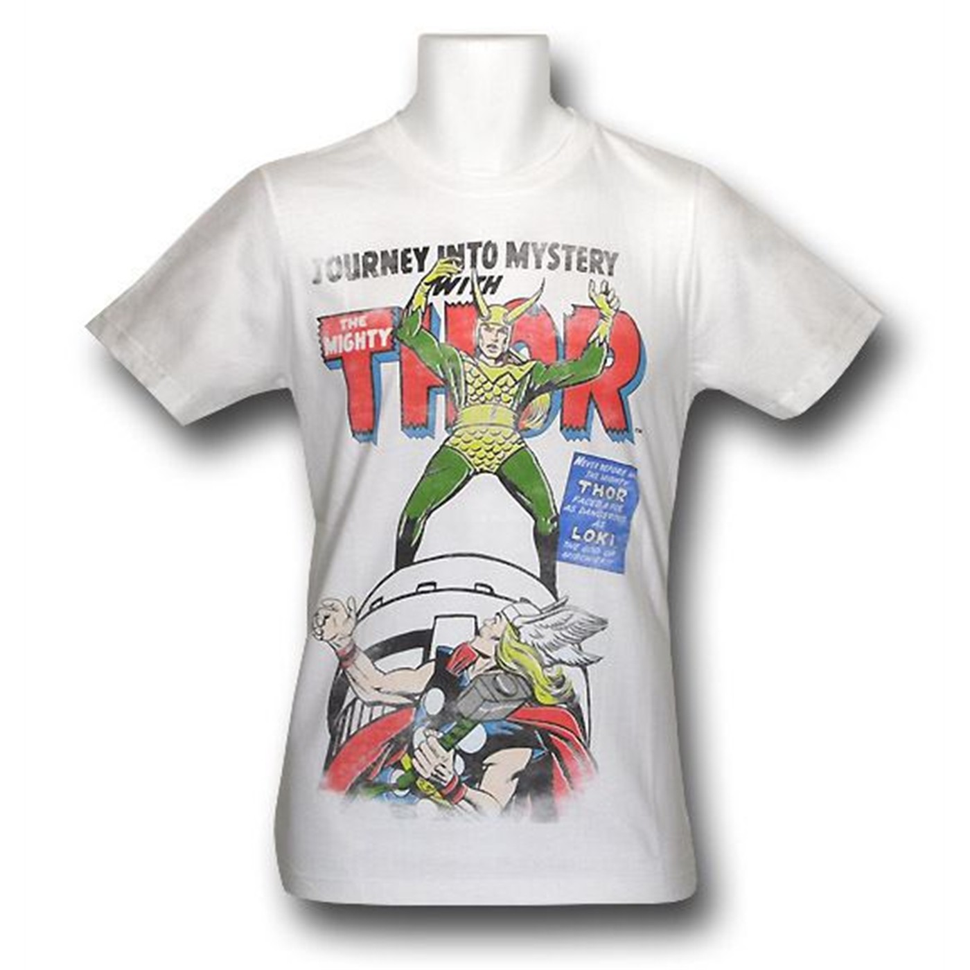 Thor Vs Loki Distressed 30 Single T-Shirt, White