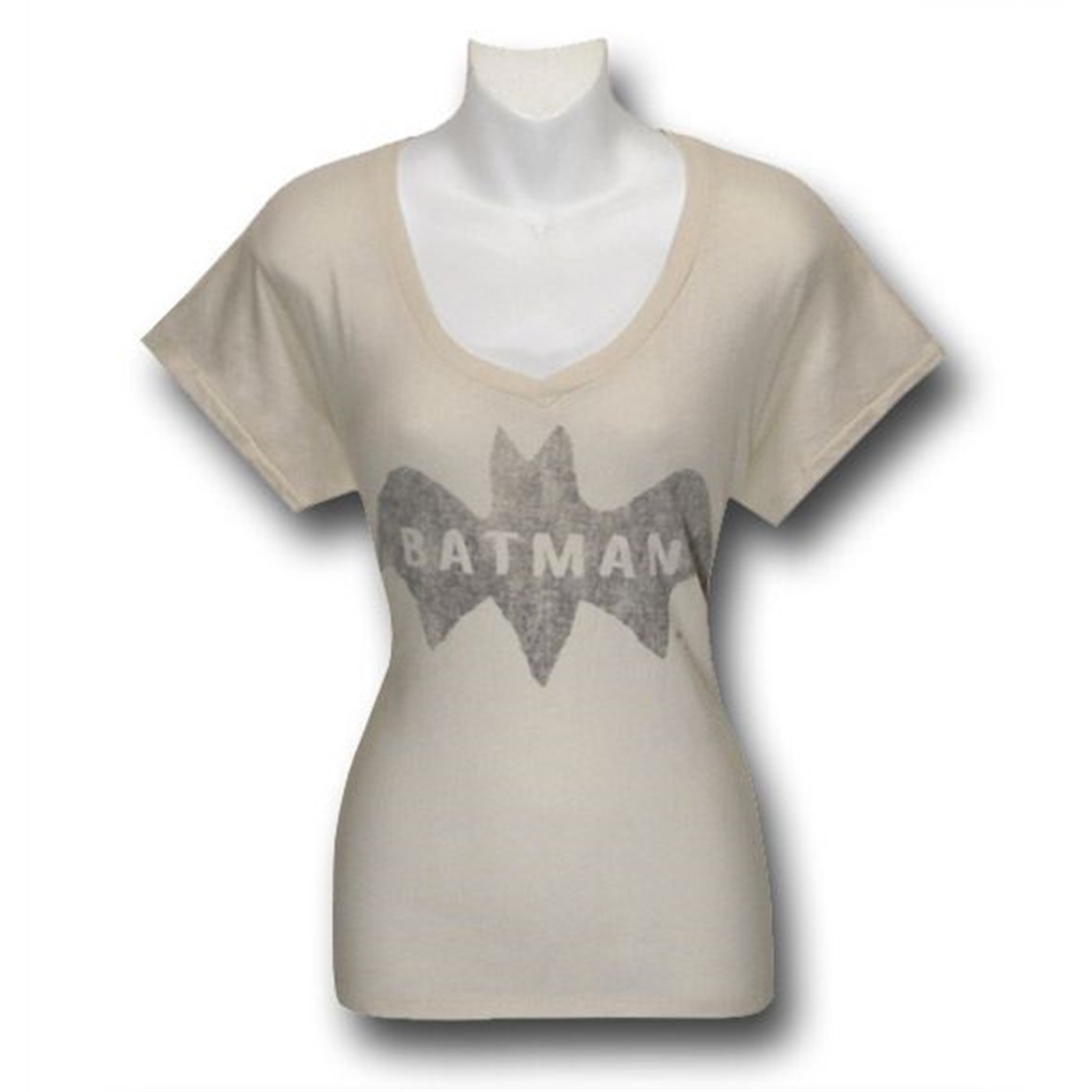 Batman Womens Vintage Logo Junk Food Slouch Shirt, White