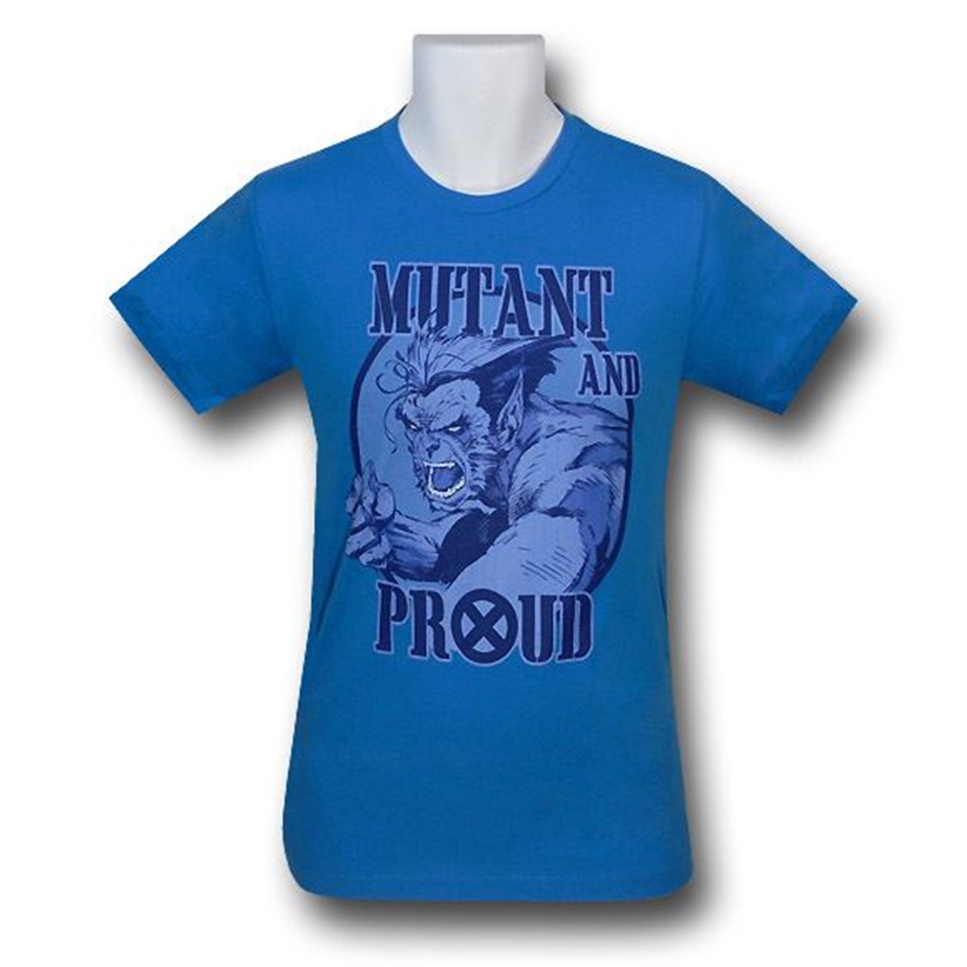 X-Men Beast Mutant & Proud 30 Single T-Shirt, Blue